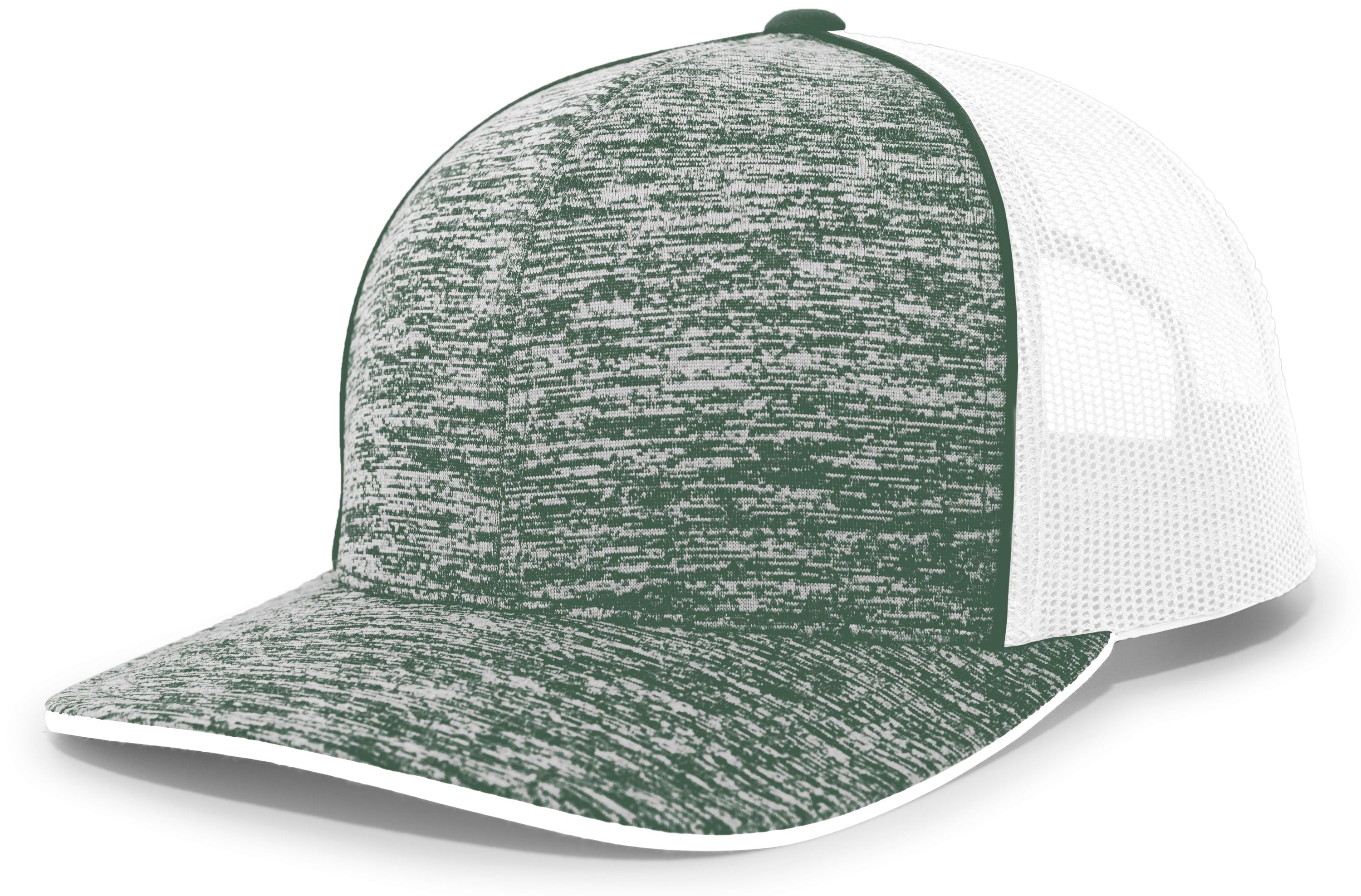 Aggressive Heather Trucker Snapback Cap - OS - DARK GREEN HEATHER/WHITE/DARK GREEN HEATHER