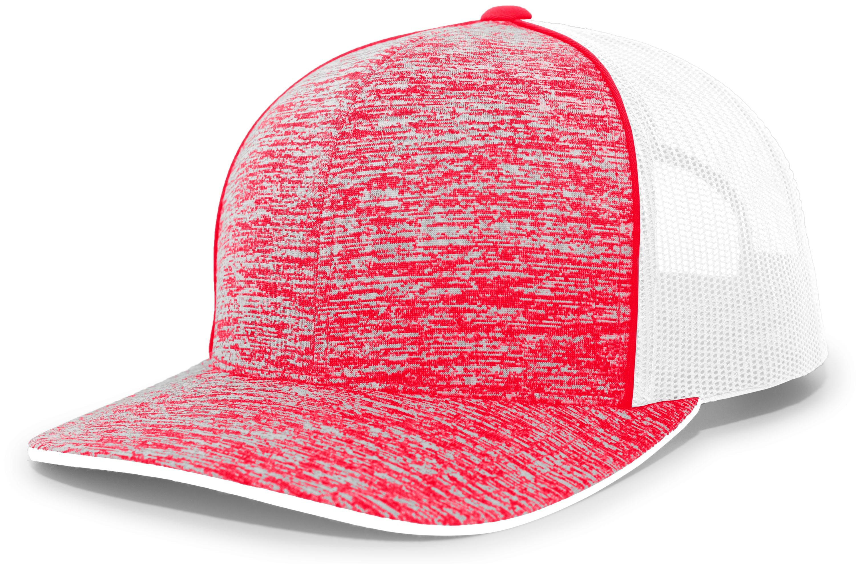 Aggressive Heather Trucker Snapback Cap - OS - RED HEATHER/WHITE/RED HEATHER