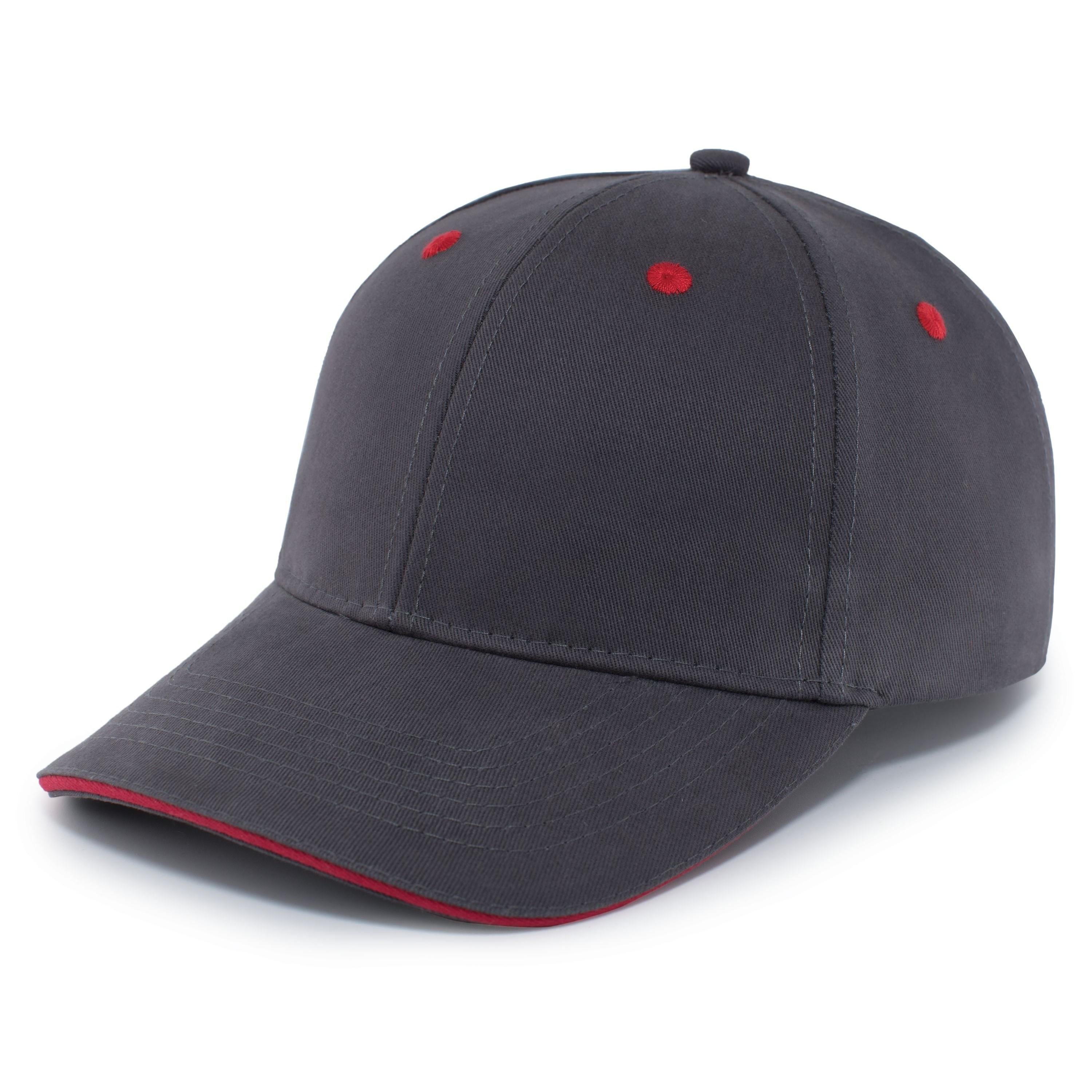 Brushed Twill Cap With Sandwich Bill - OS - GRAPHITE/RED