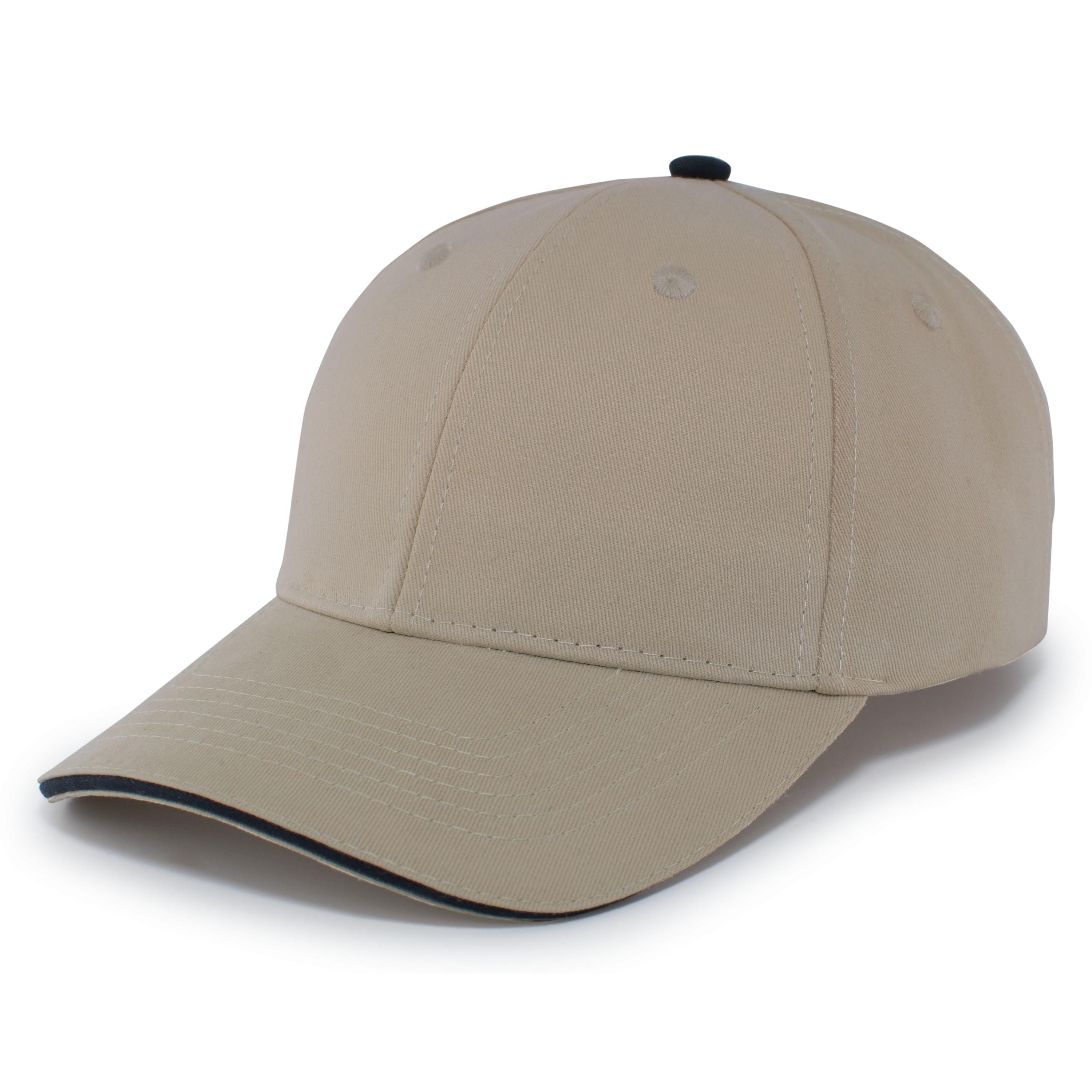 Brushed Twill Cap With Sandwich Bill - OS - KHAKI/NAVY