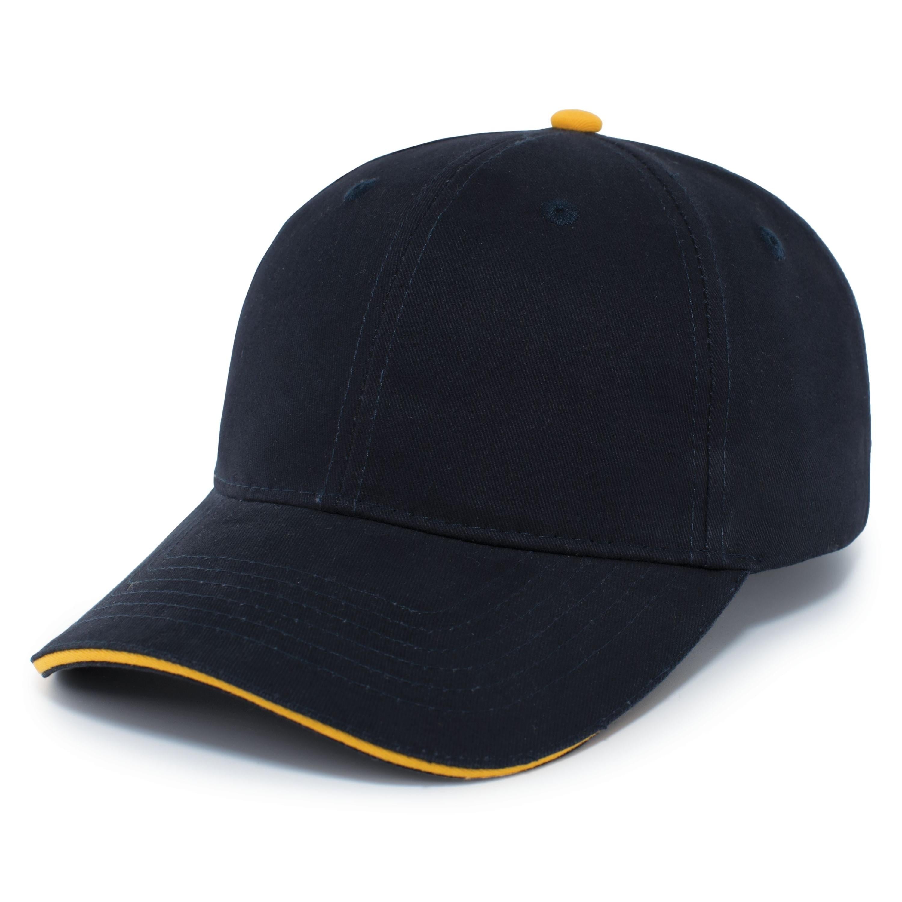 Brushed Twill Cap With Sandwich Bill - OS - NAVY/GOLD