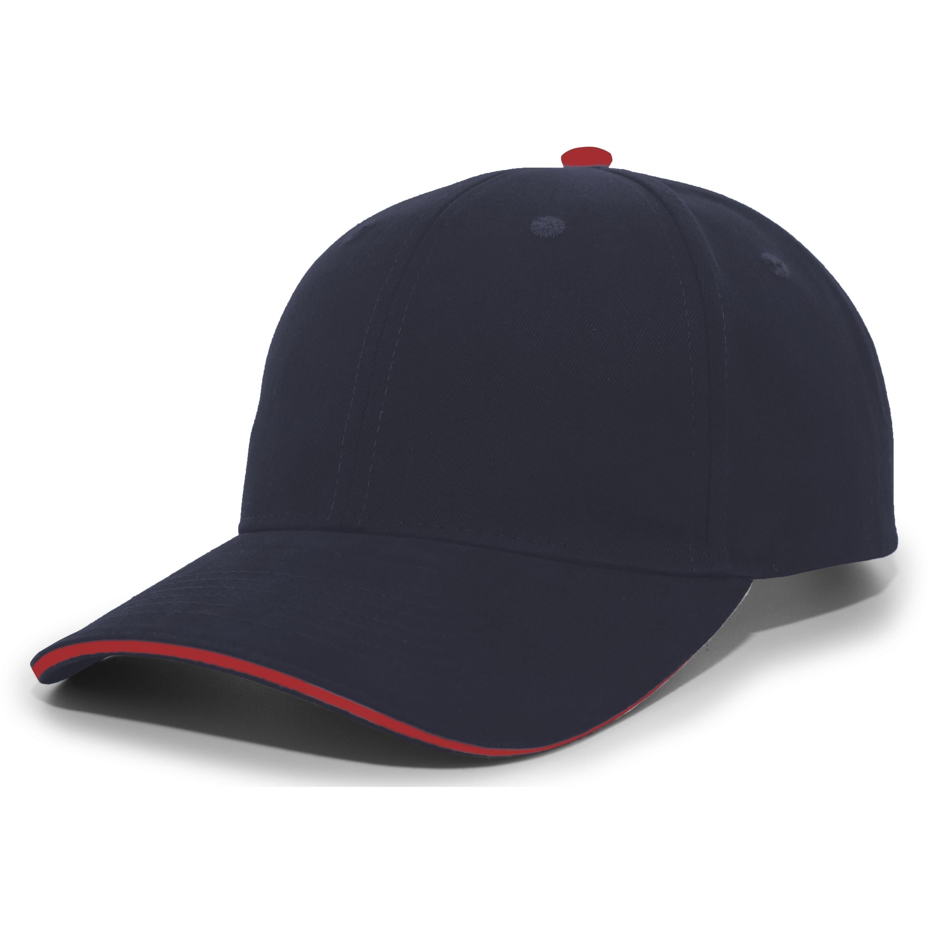 Brushed Twill Cap With Sandwich Bill - OS - NAVY/RED