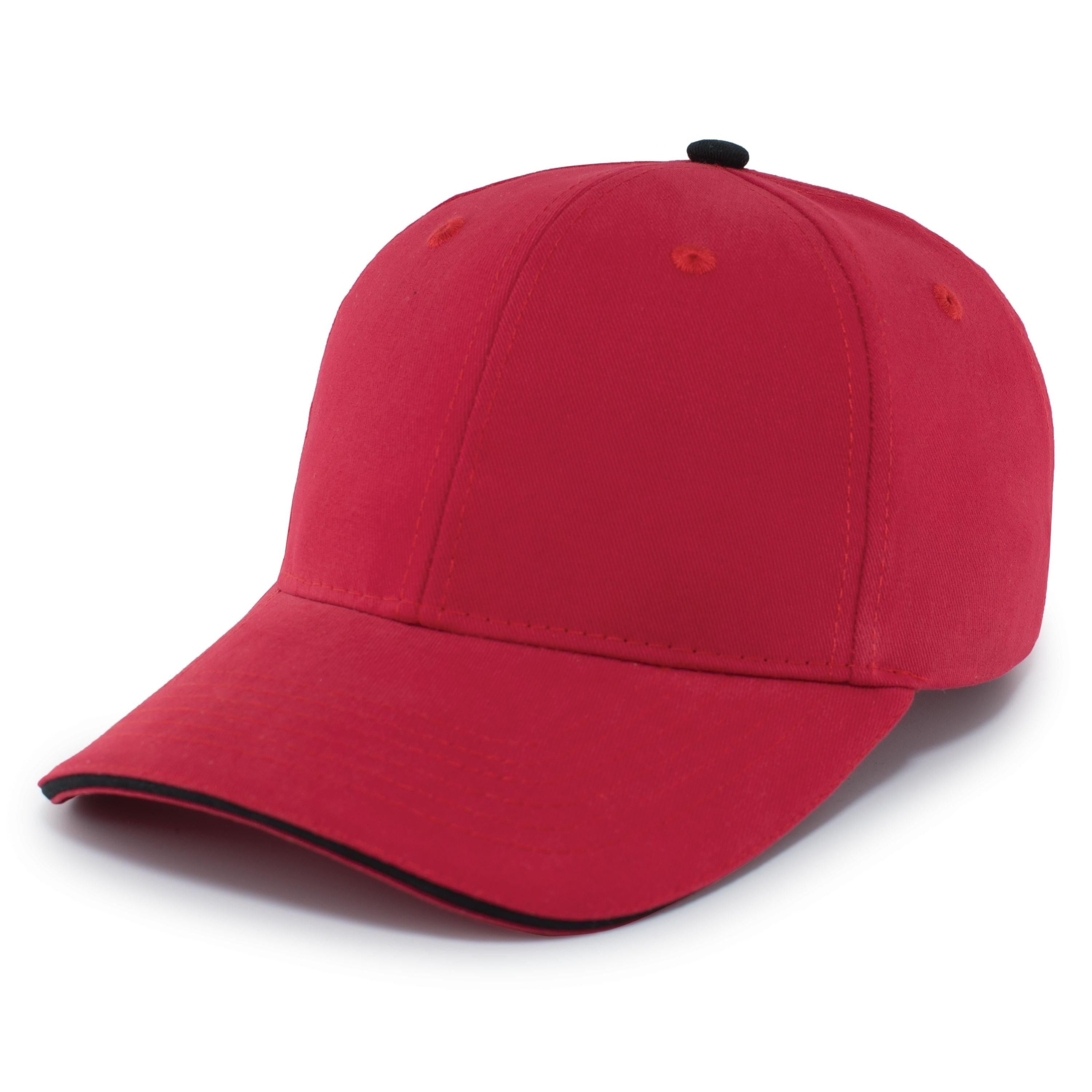 Brushed Twill Cap With Sandwich Bill - OS - RED/BLACK
