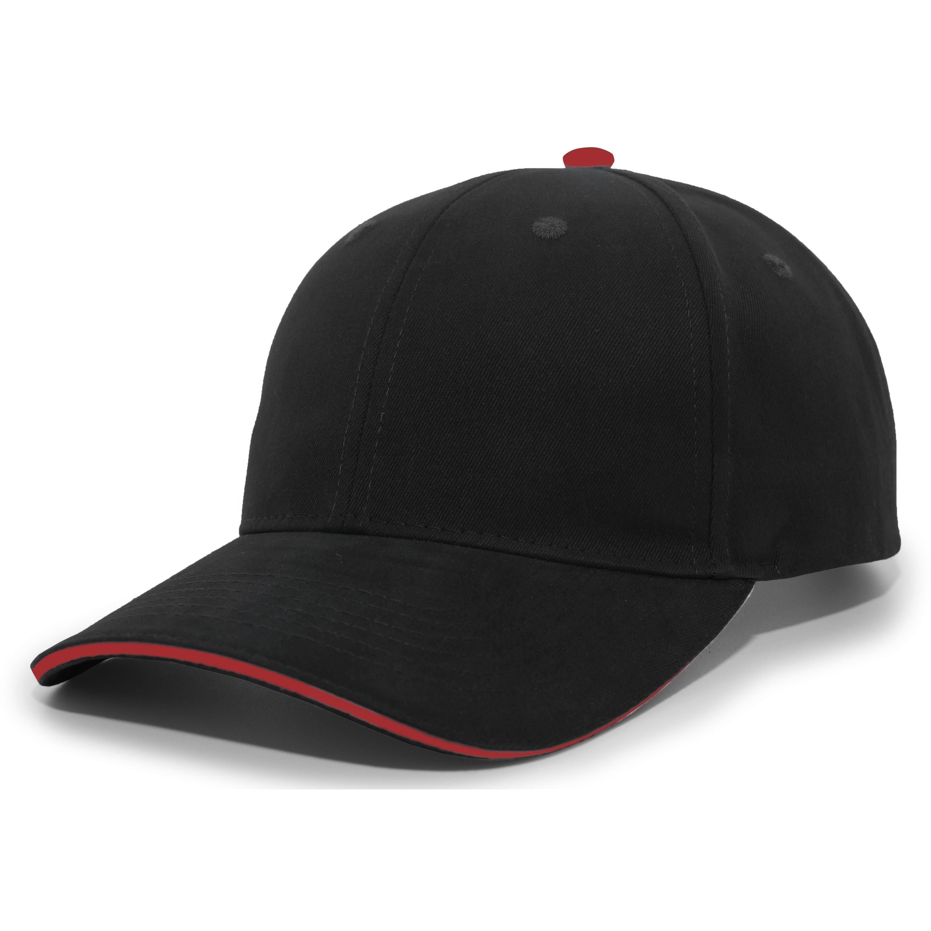 Brushed Twill Cap With Sandwich Bill - OS - BLACK/RED