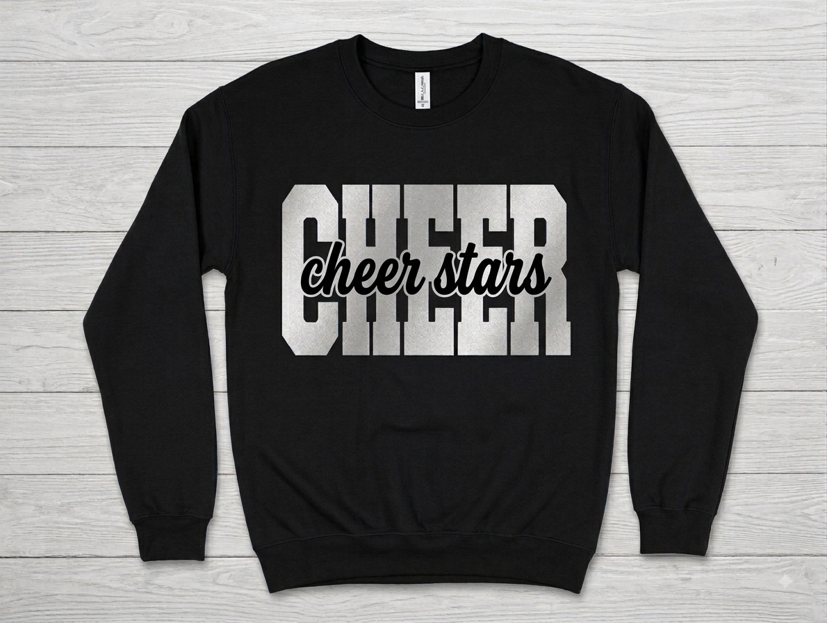 Youth Central Stars Cheer Metallic Varsity Crewneck