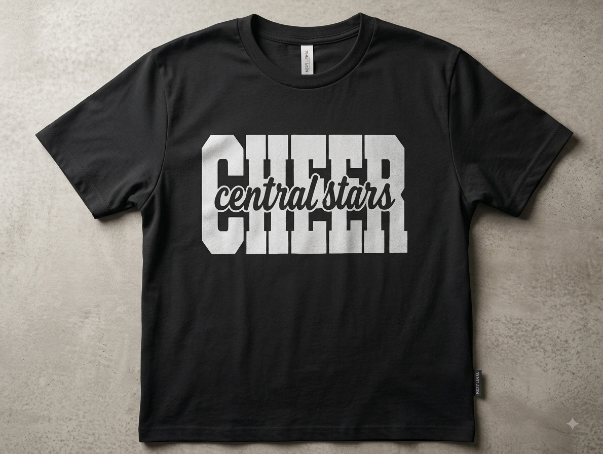 Adult Central Stars Cheer Metallic Varsity Tee