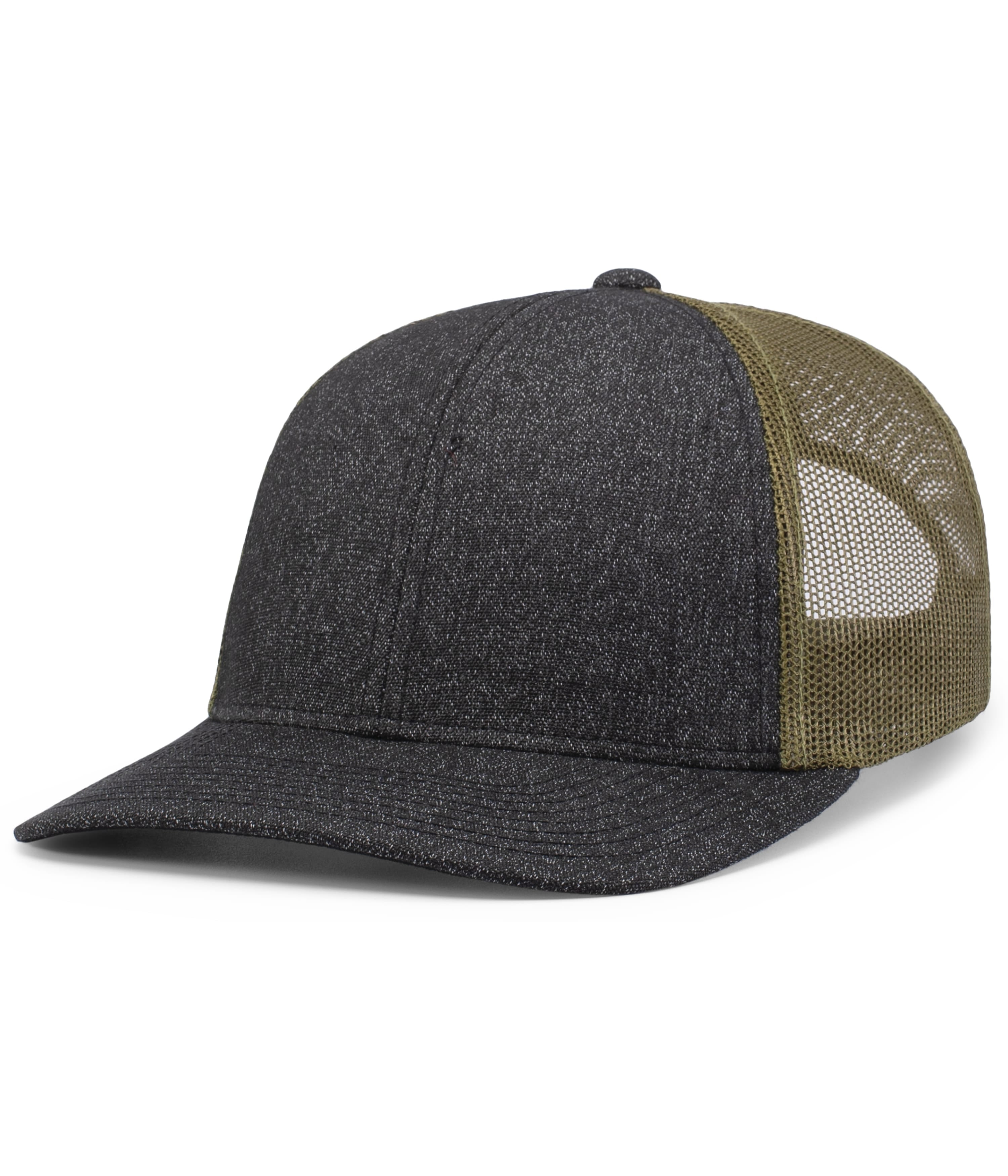 Melange Heather Low-Profile Trucker - OS - BLACK HEATHER/MOSS/BLACK HEATHER