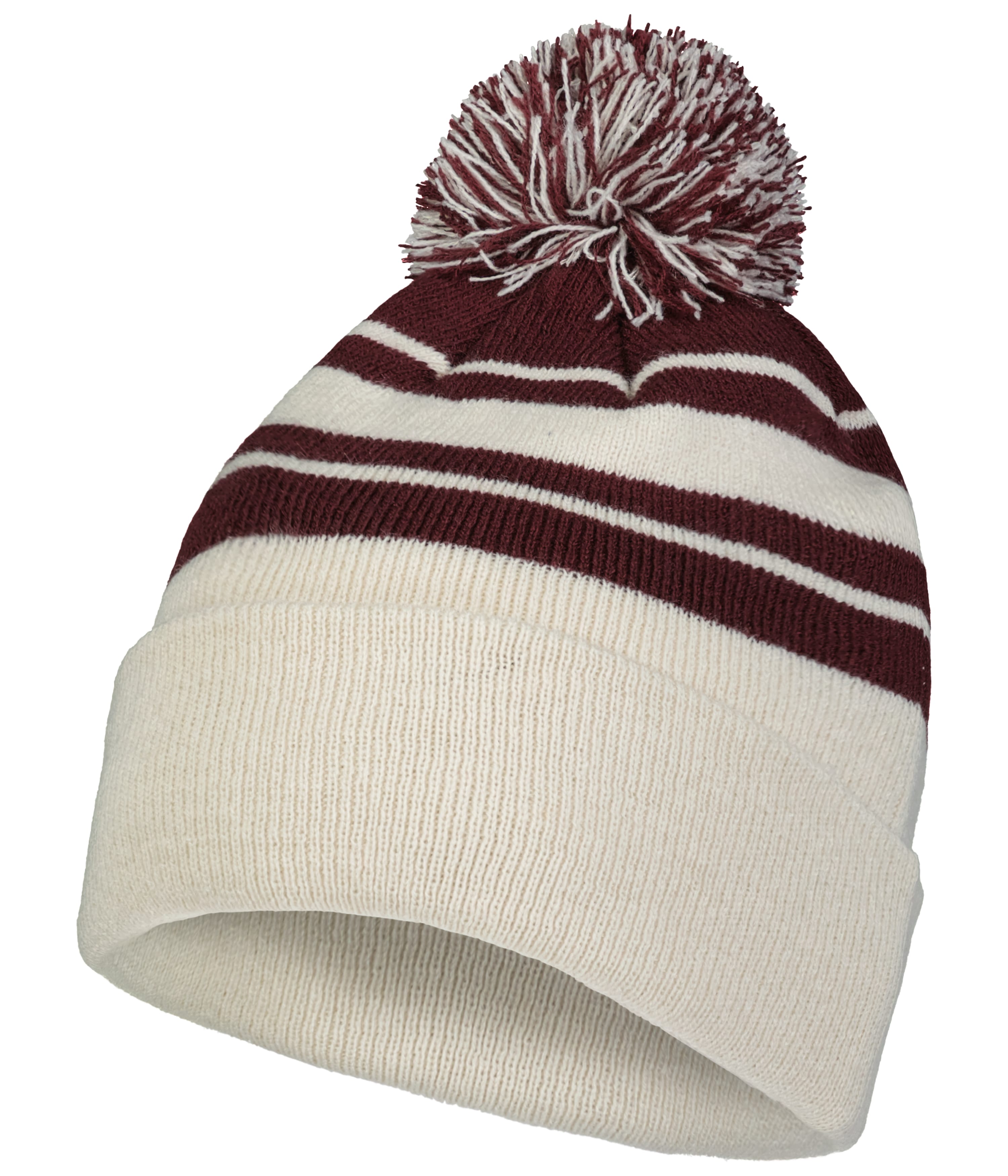 Knit Fold Over Pom-Pom Beanie - OS - B04J