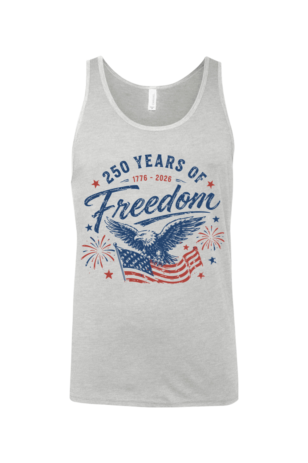 250 Years of Freedom men's tank in Silver, front view