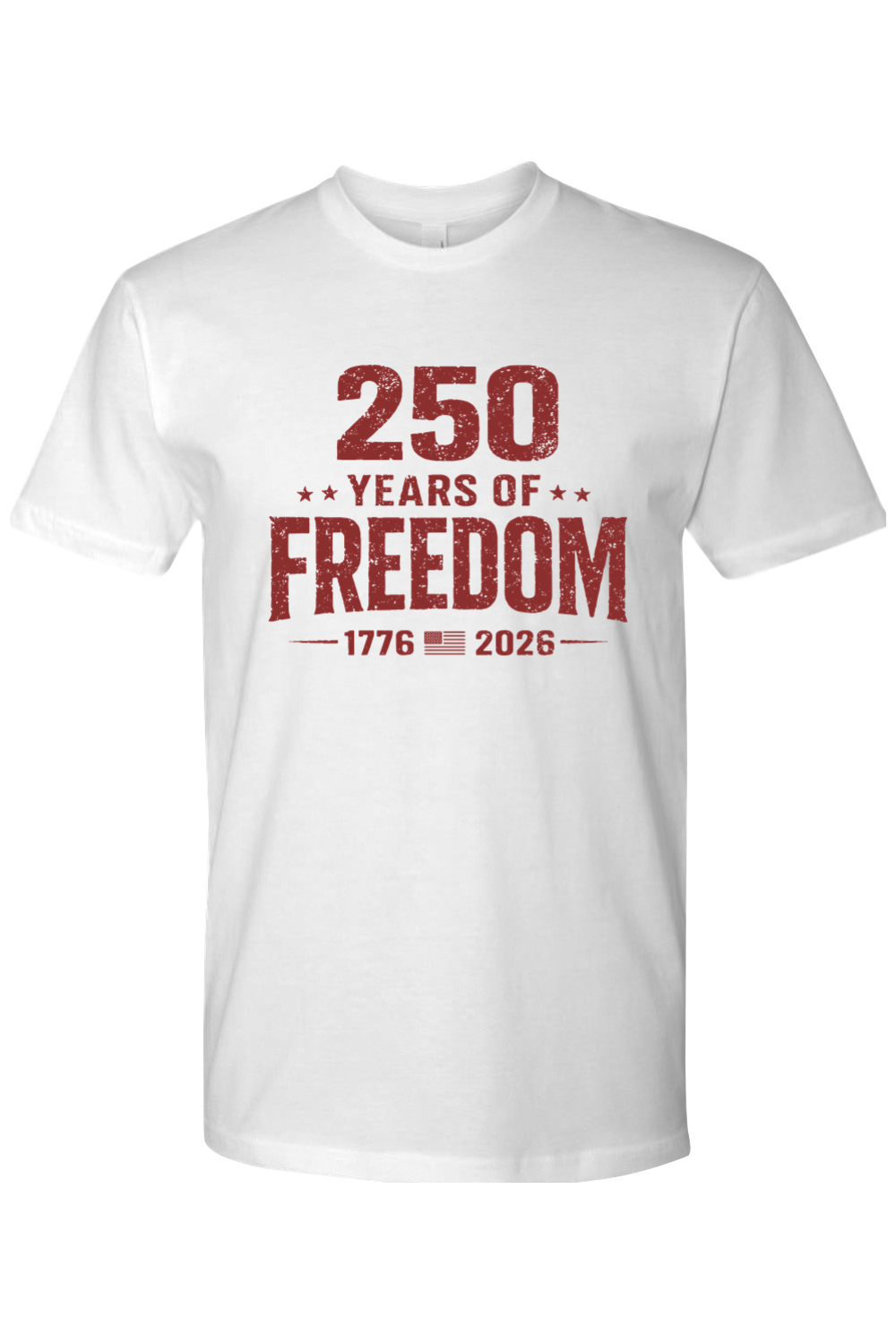 250 Years of Freedom Liberty Red tee in White, front view