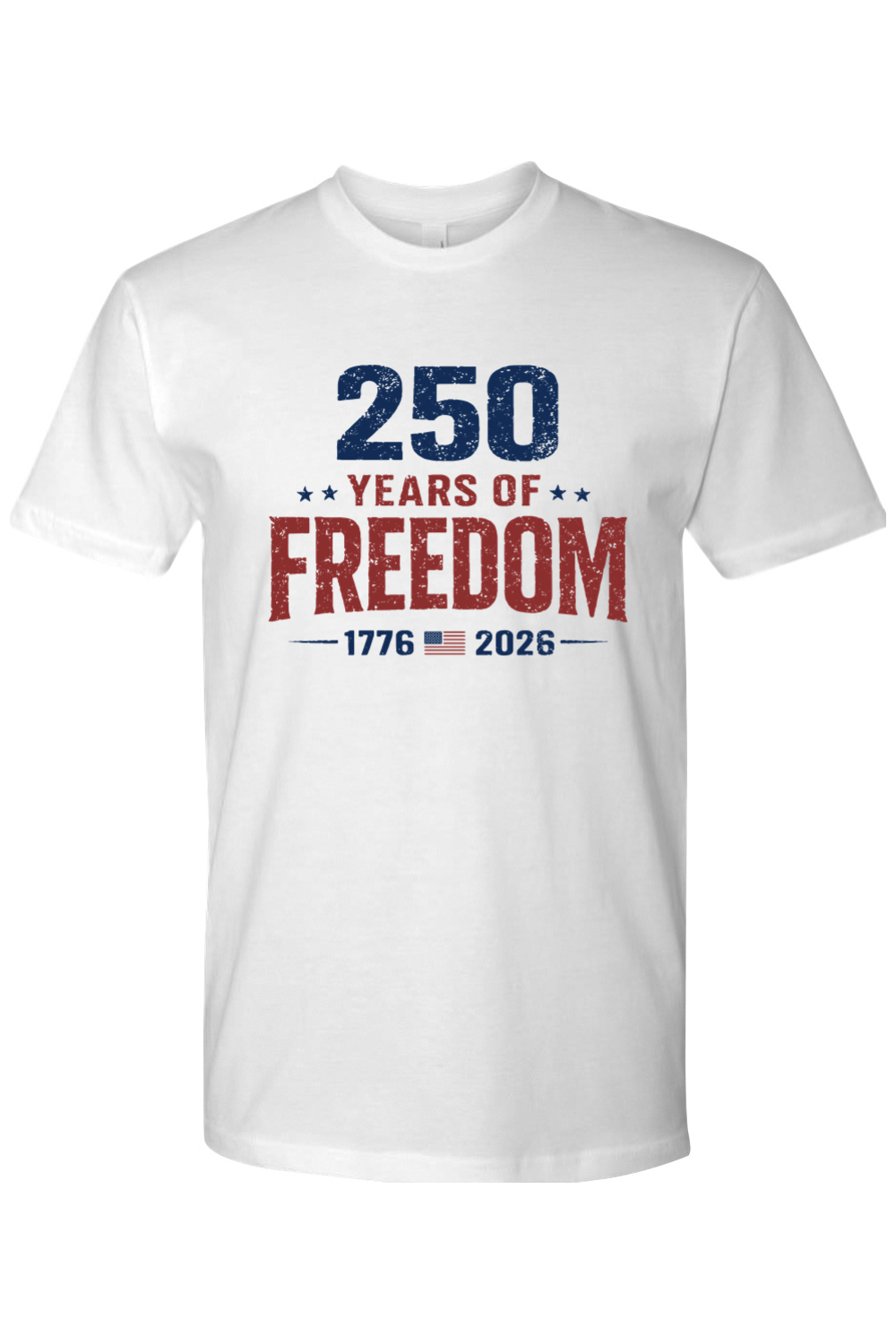 250 Years of Freedom American flag tee in White, front view