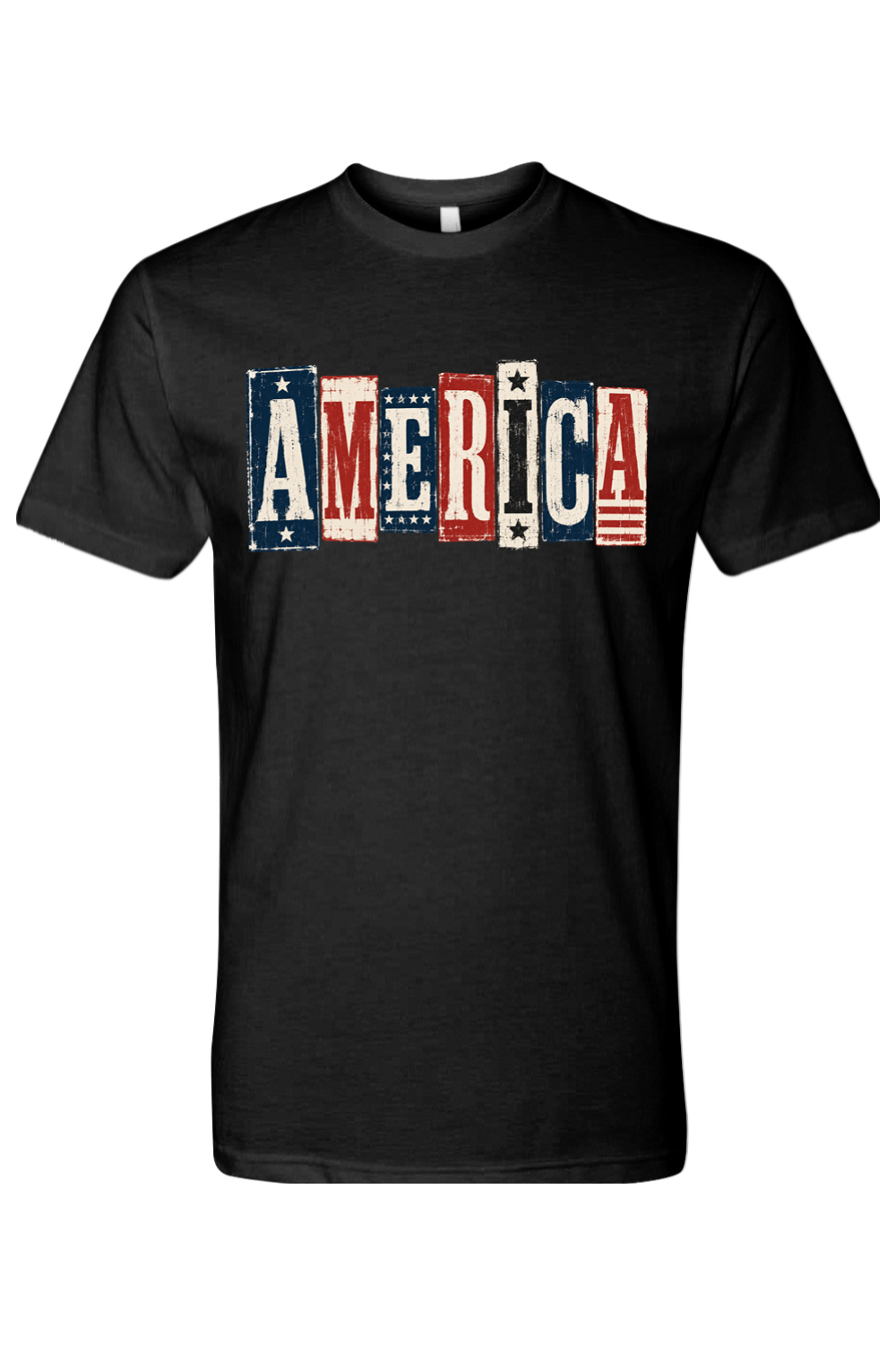 American Classic vintage AMERICA tee in Black, front view