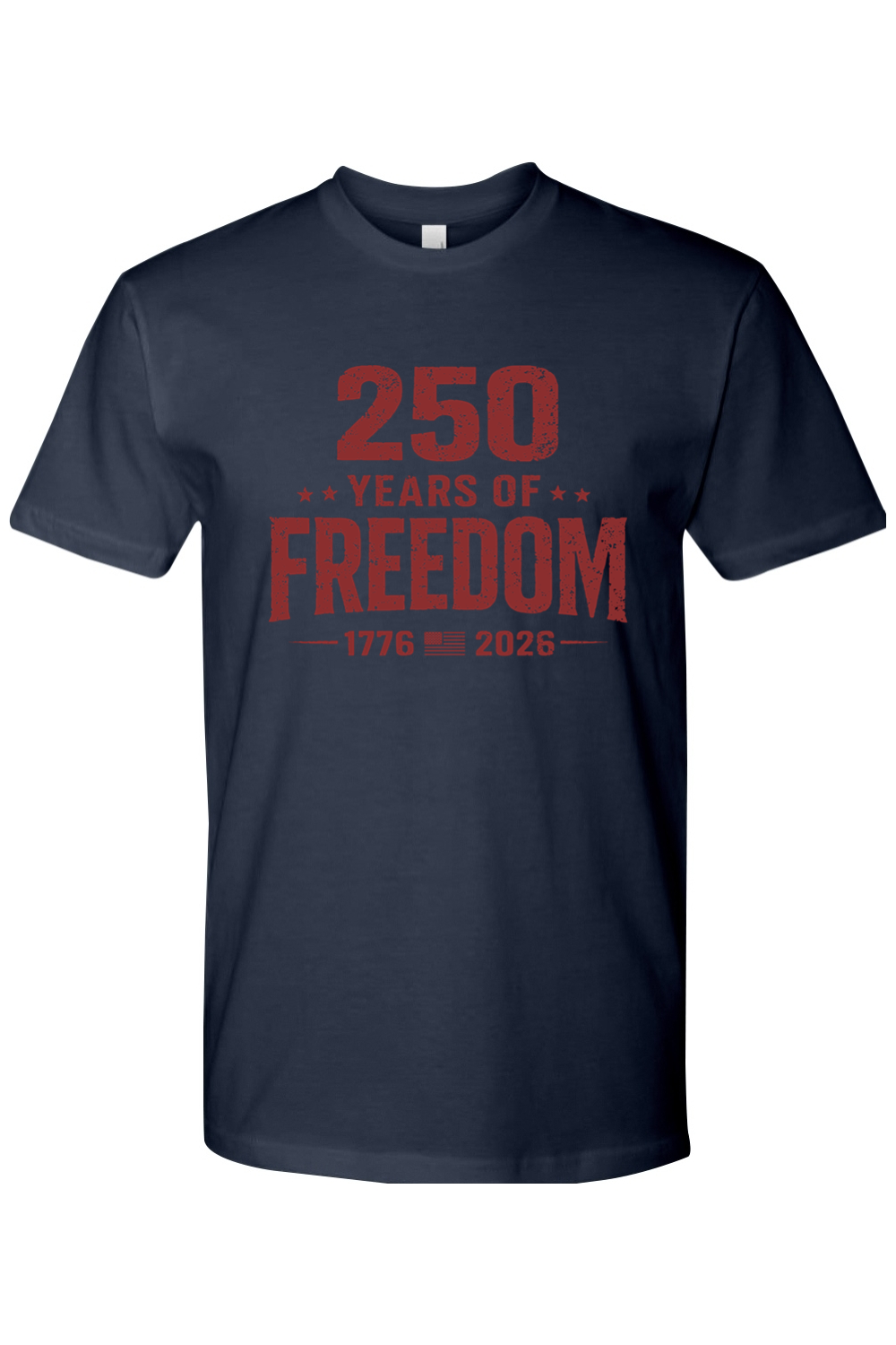 250 Years of Freedom Liberty Red tee in Midnight Navy, front view