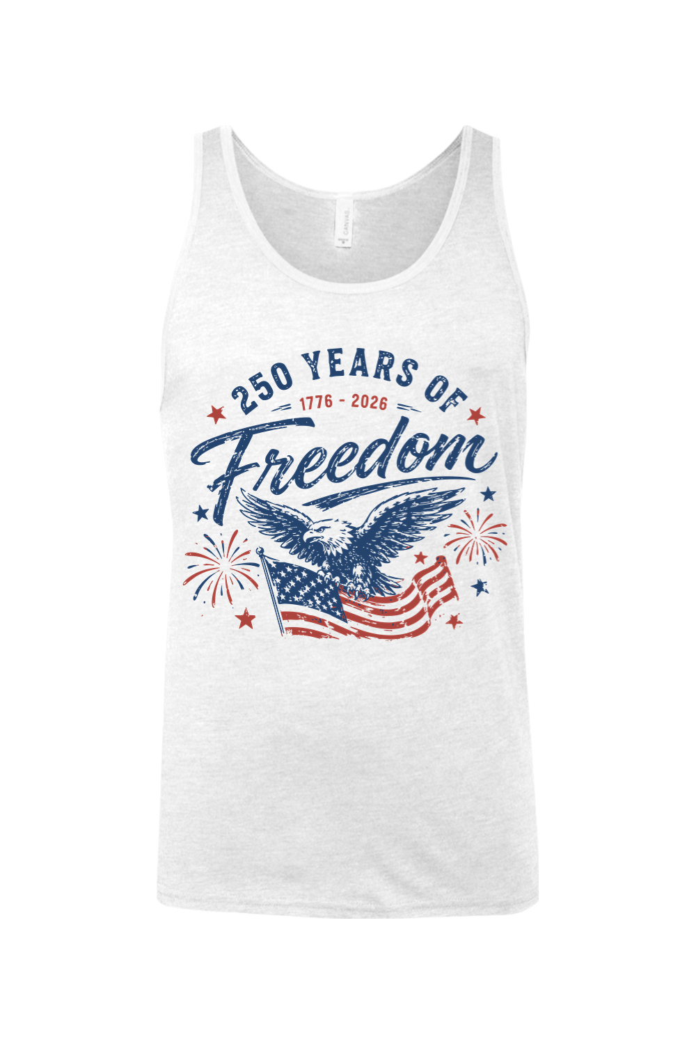 250 Years of Freedom men's tank in White, front view