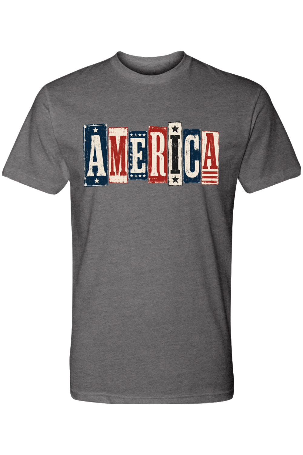 American Classic vintage AMERICA tee in Heather Heavy Metal, front view