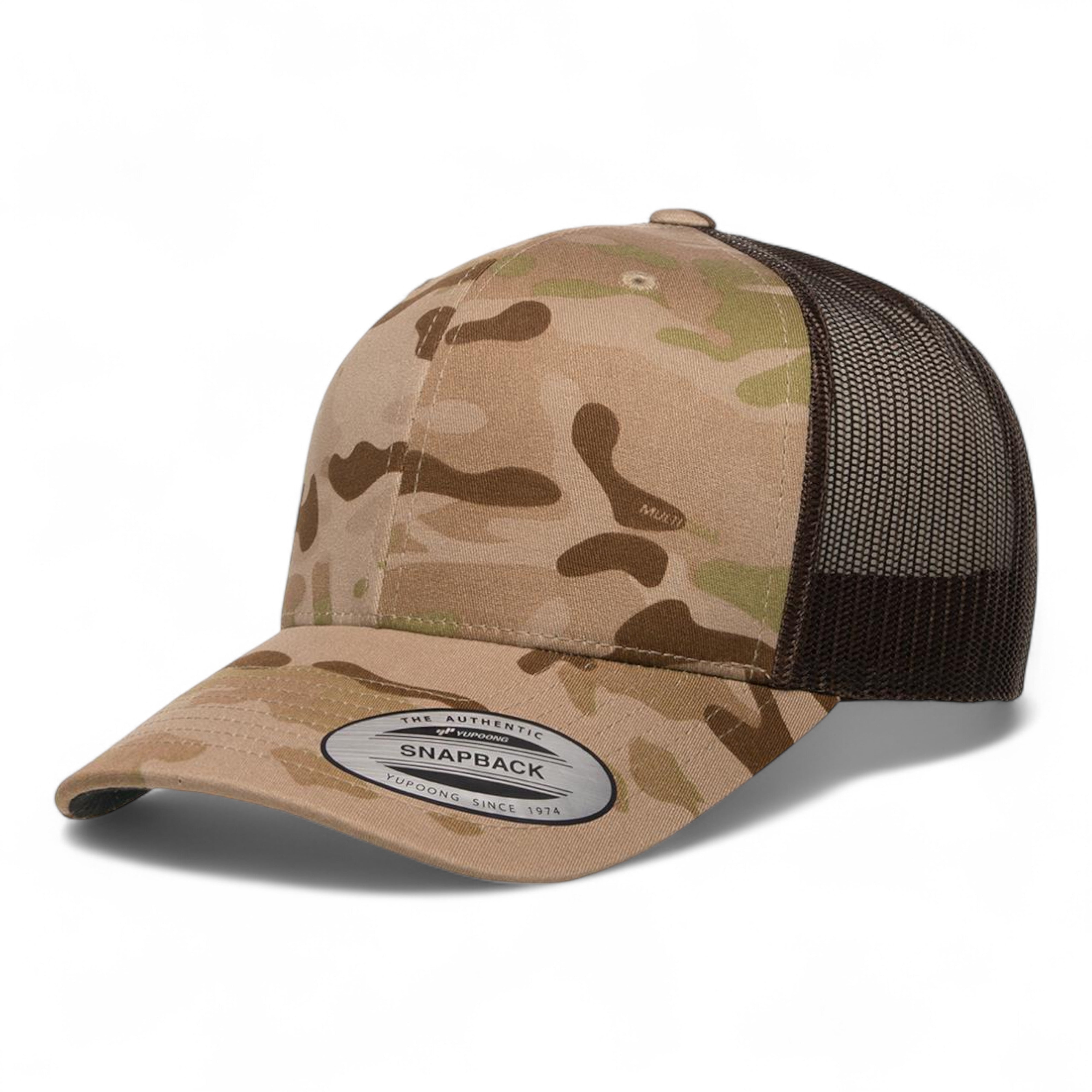 YP Classics/Yupoong 6606 Retro Trucker Cap - Multicam Arid/ Brown