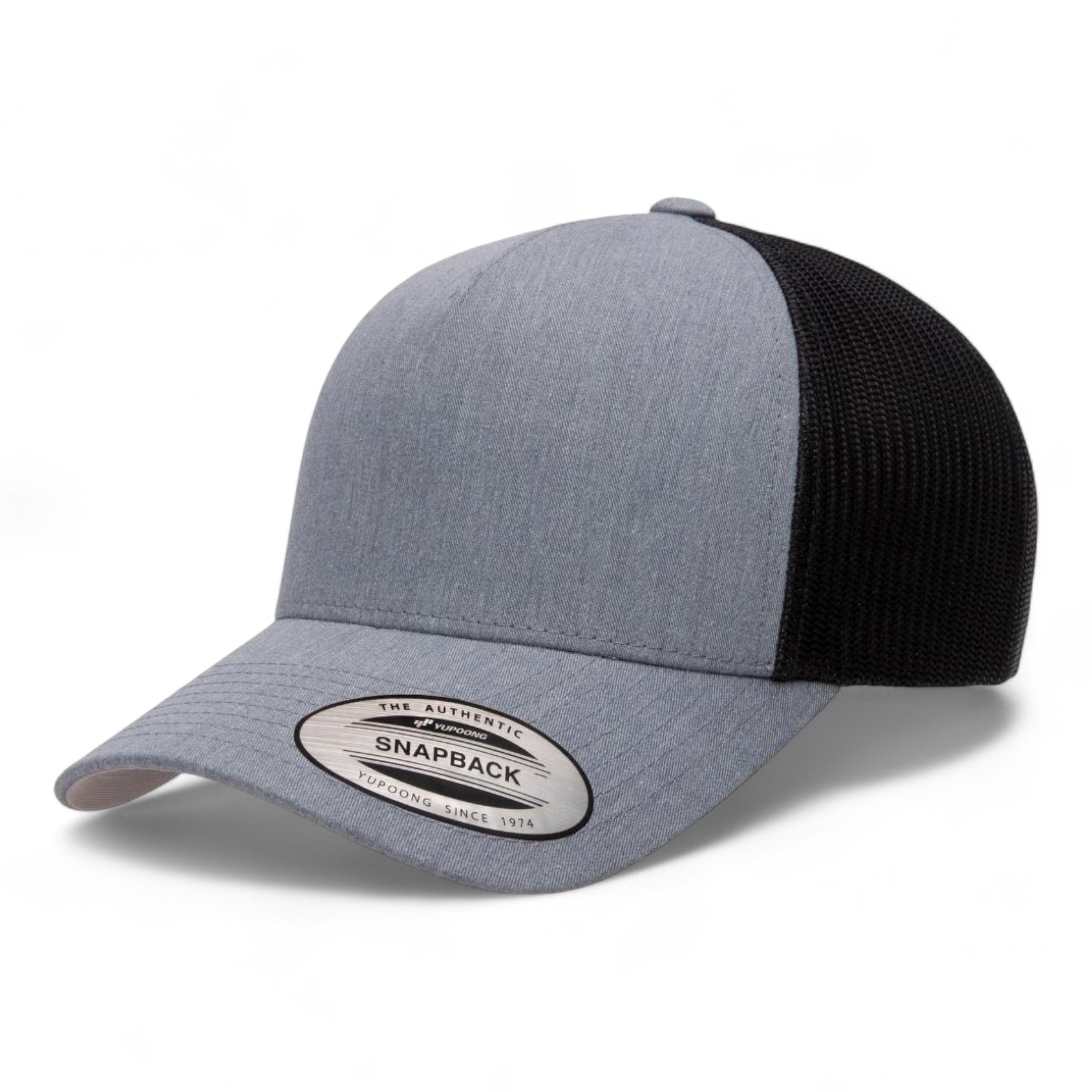 YP Classics/Yupoong 6506 Five-Panel Retro Trucker Cap - Heather/ Black