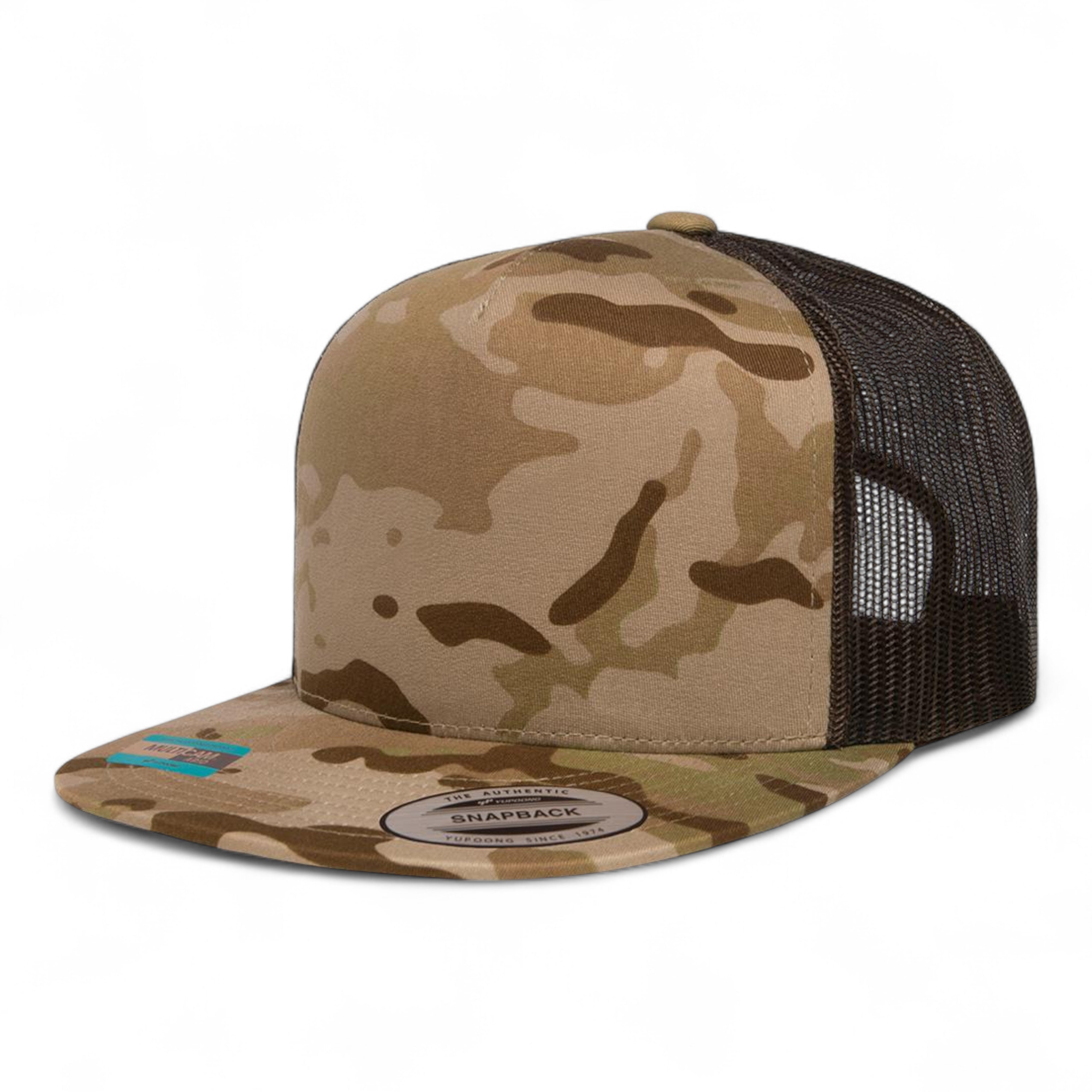 YP Classics/Yupoong 6006 Five-Panel Classic Trucker Cap - Multicam Arid/ Brown