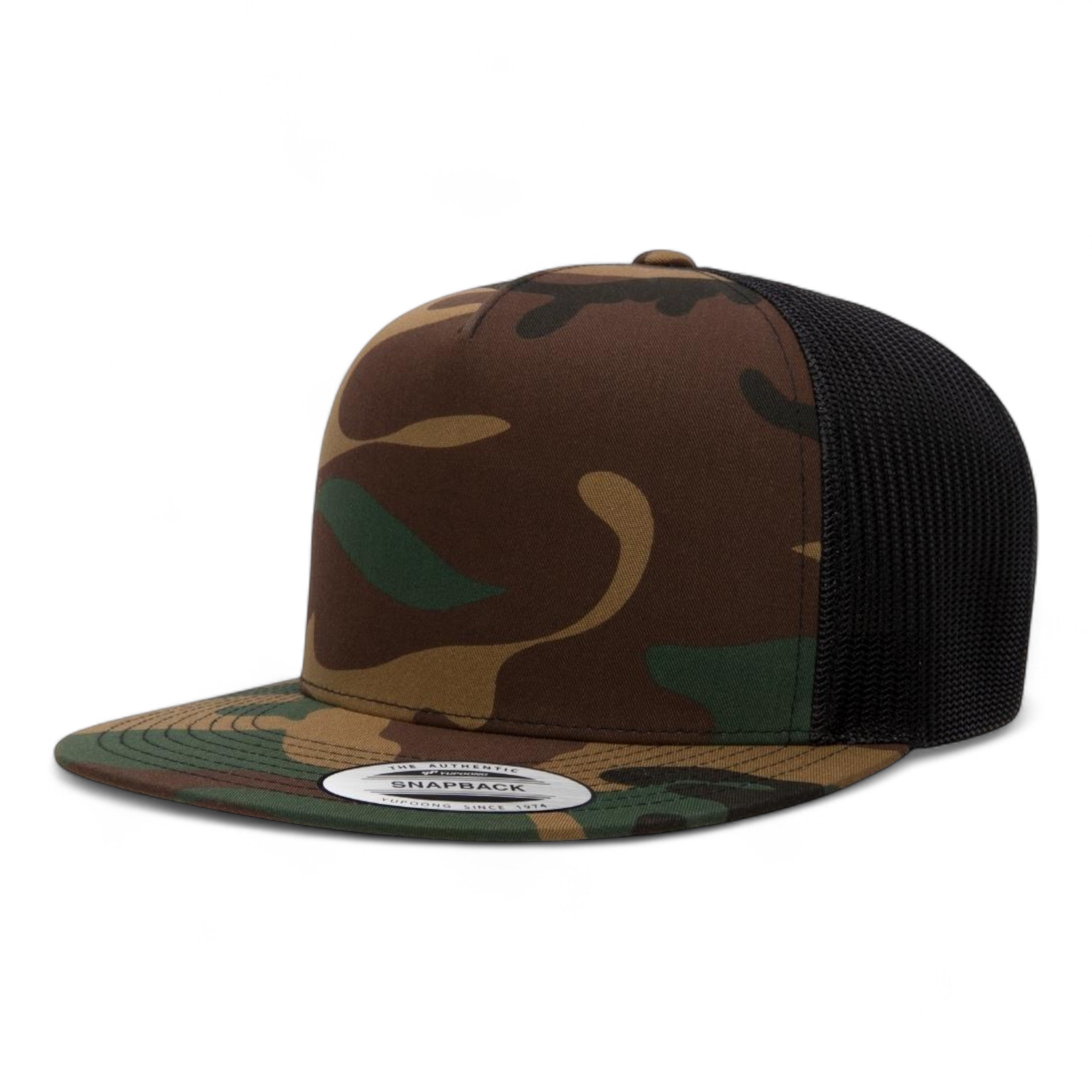 YP Classics/Yupoong 6006 Five-Panel Classic Trucker Cap - Green Camo/ Black