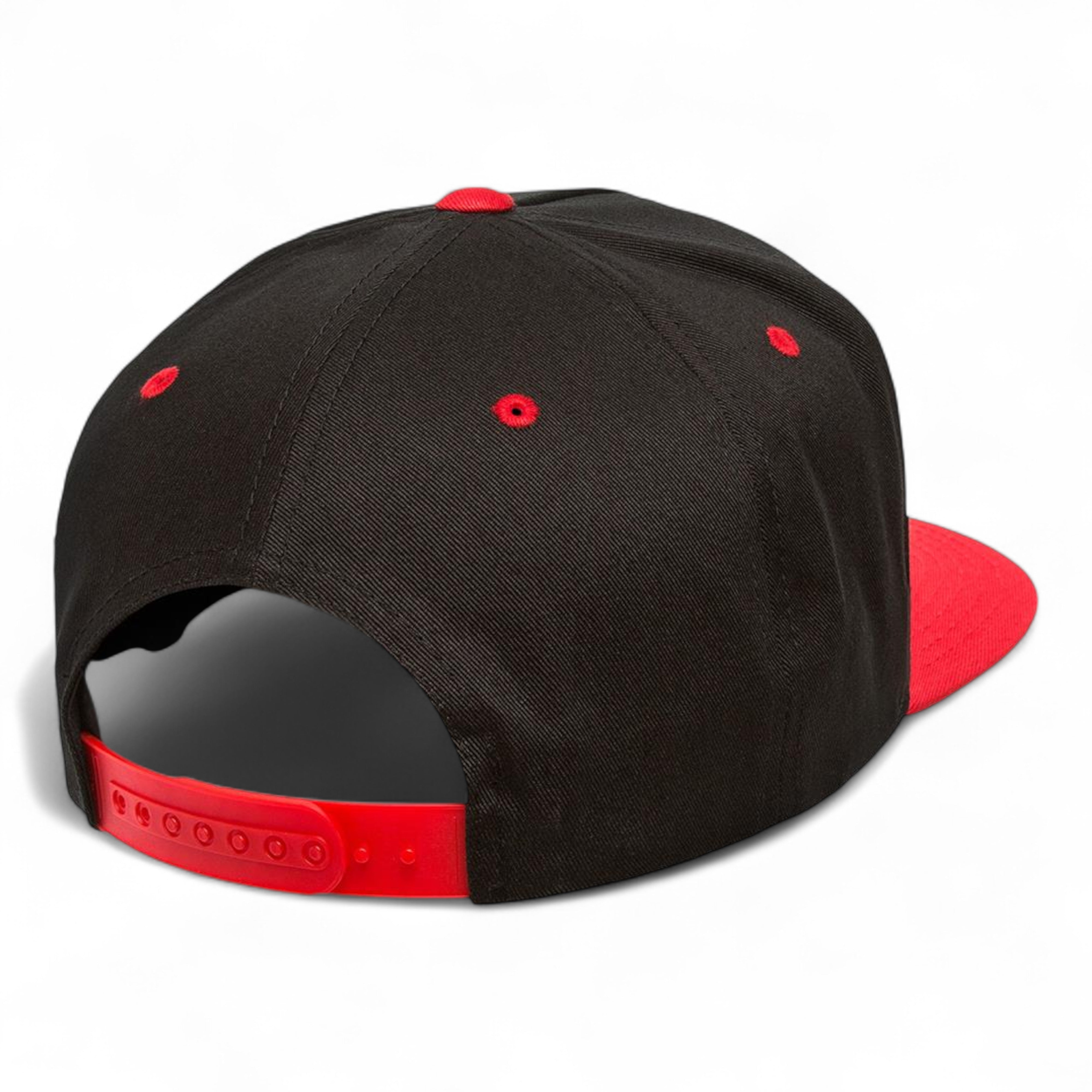 YP Classics/Yupoong 6007 Five-Panel Cotton Twill Snapback Cap - Black/ Red