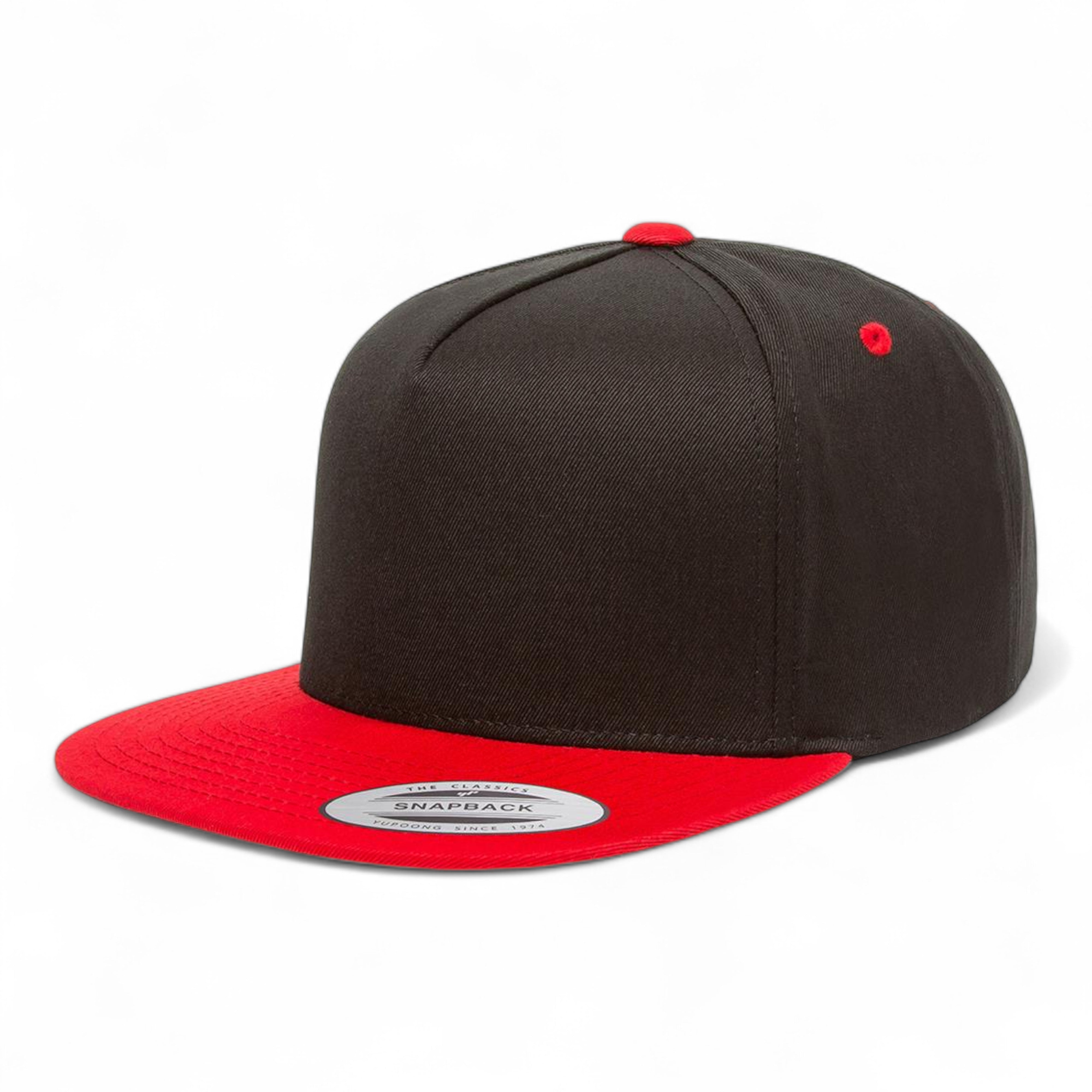 YP Classics/Yupoong 6007 Five-Panel Cotton Twill Snapback Cap - Black/ Red