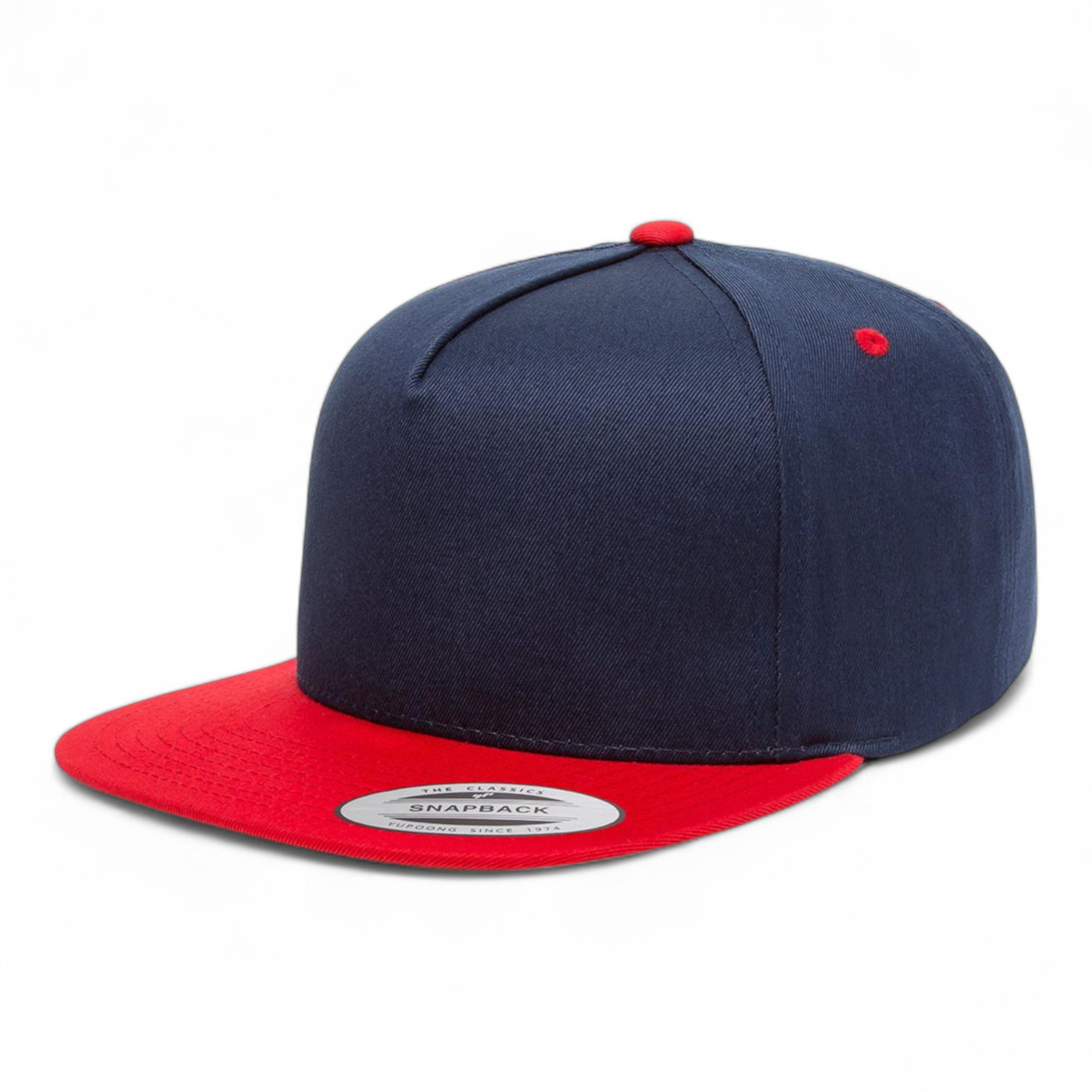 YP Classics/Yupoong 6007 Five-Panel Cotton Twill Snapback Cap - Navy/ Red
