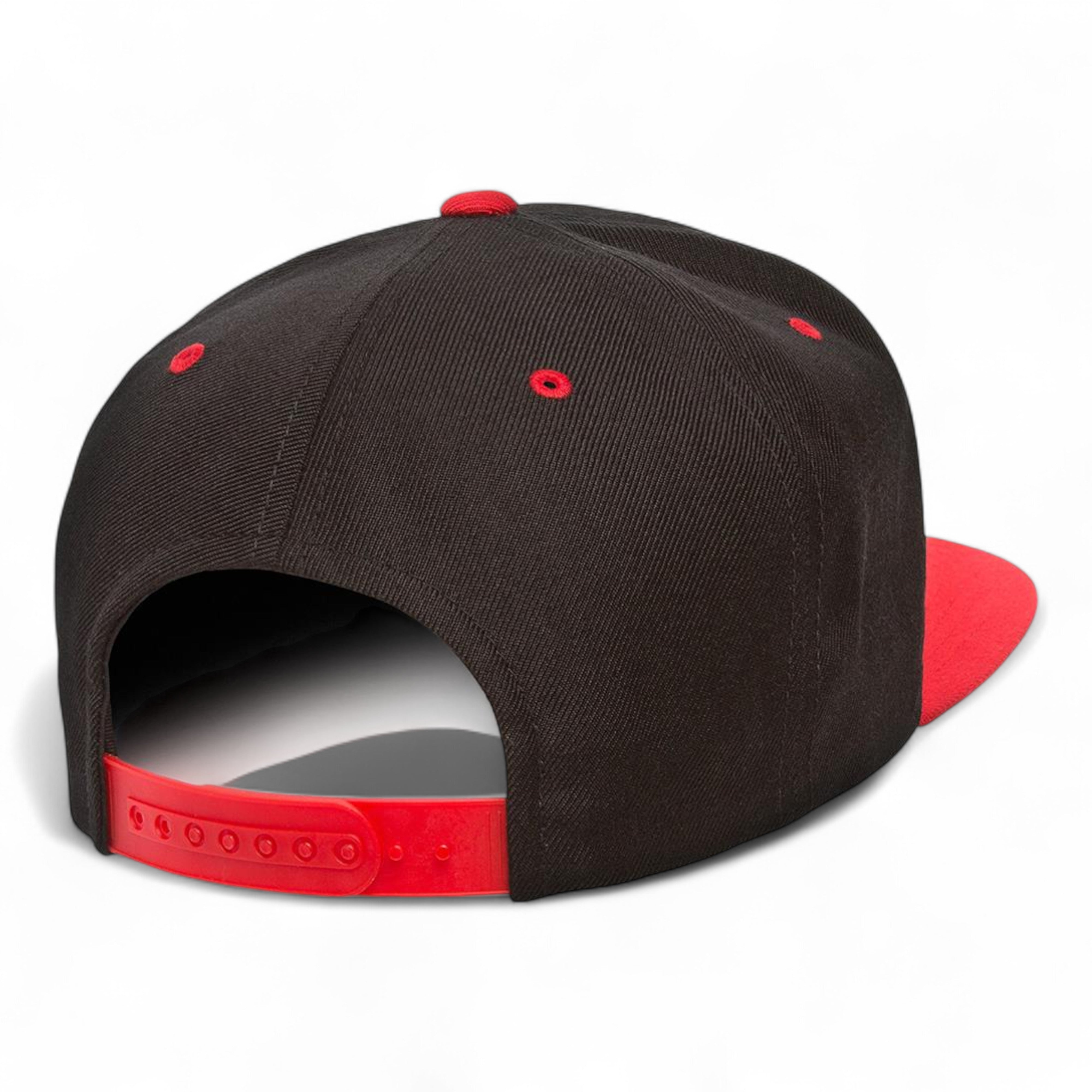 YP Classics/Yupoong 6089M Premium Flat Bill Snapback Cap - Black/ Red