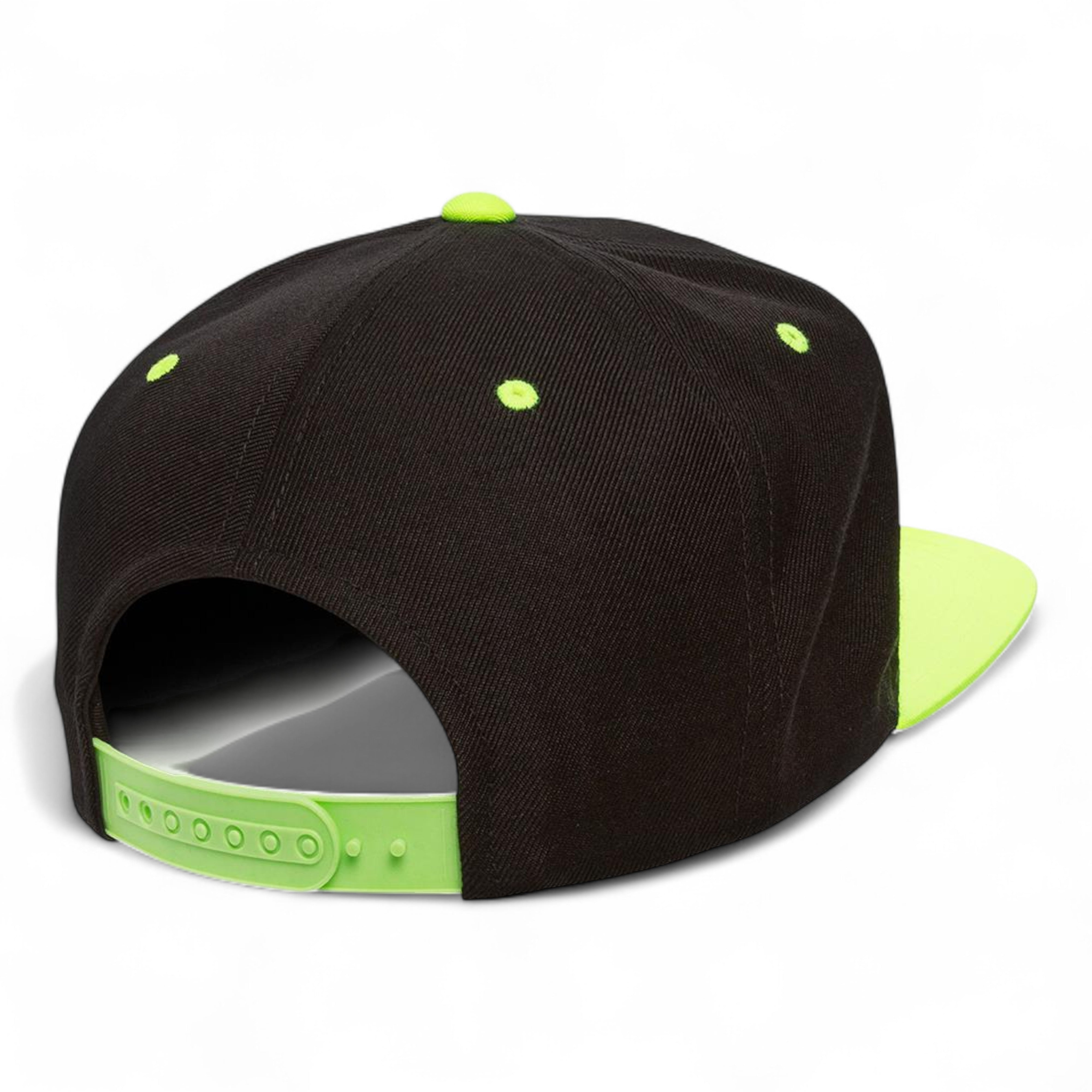 YP Classics/Yupoong 6089M Premium Flat Bill Snapback Cap - Black/ Neon Green