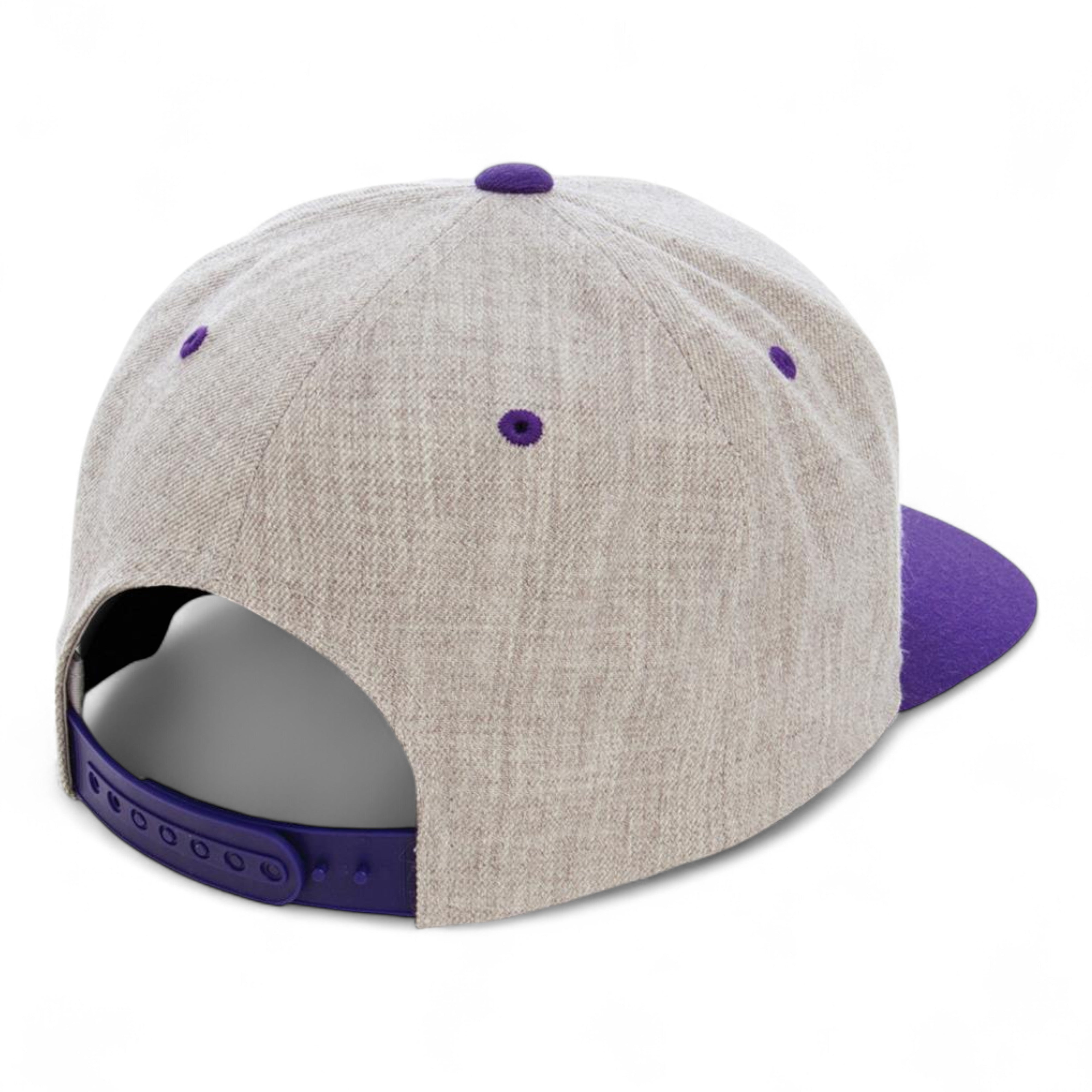YP Classics/Yupoong 6089M Premium Flat Bill Snapback Cap - Heather Grey/ Purple