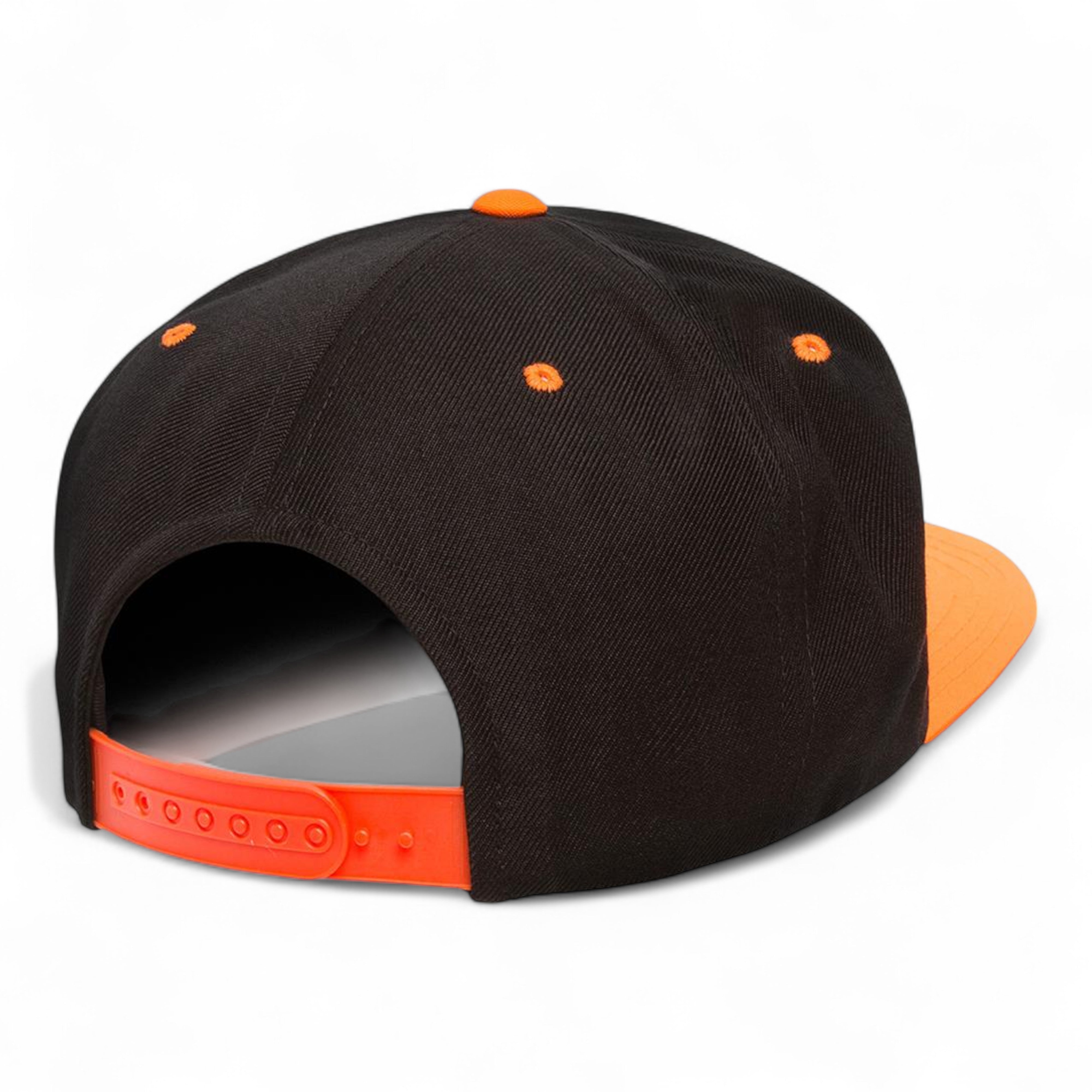 YP Classics/Yupoong 6089M Premium Flat Bill Snapback Cap - Black/ Neon Orange