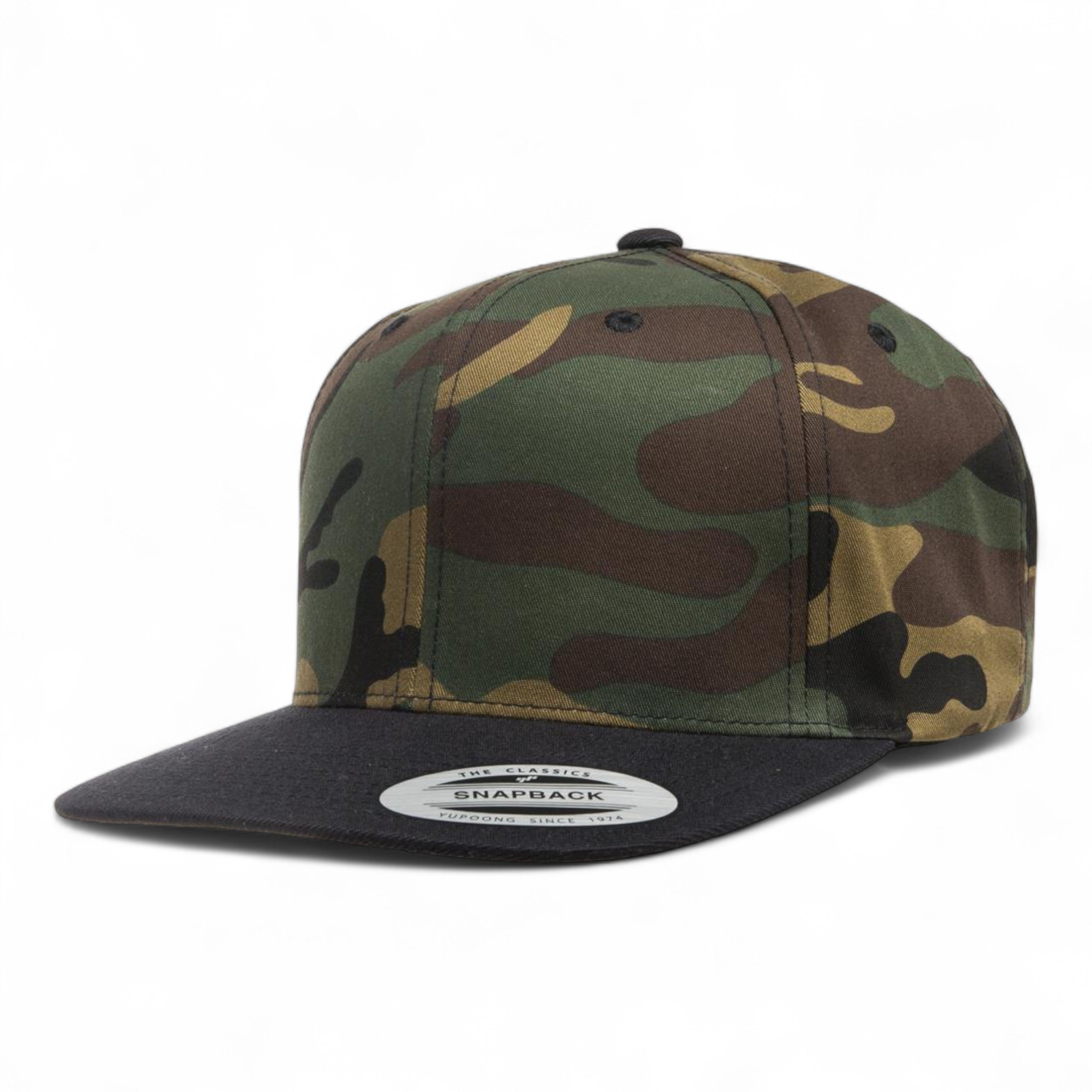 YP Classics/Yupoong 6089M Premium Flat Bill Snapback Cap - Camo/ Black