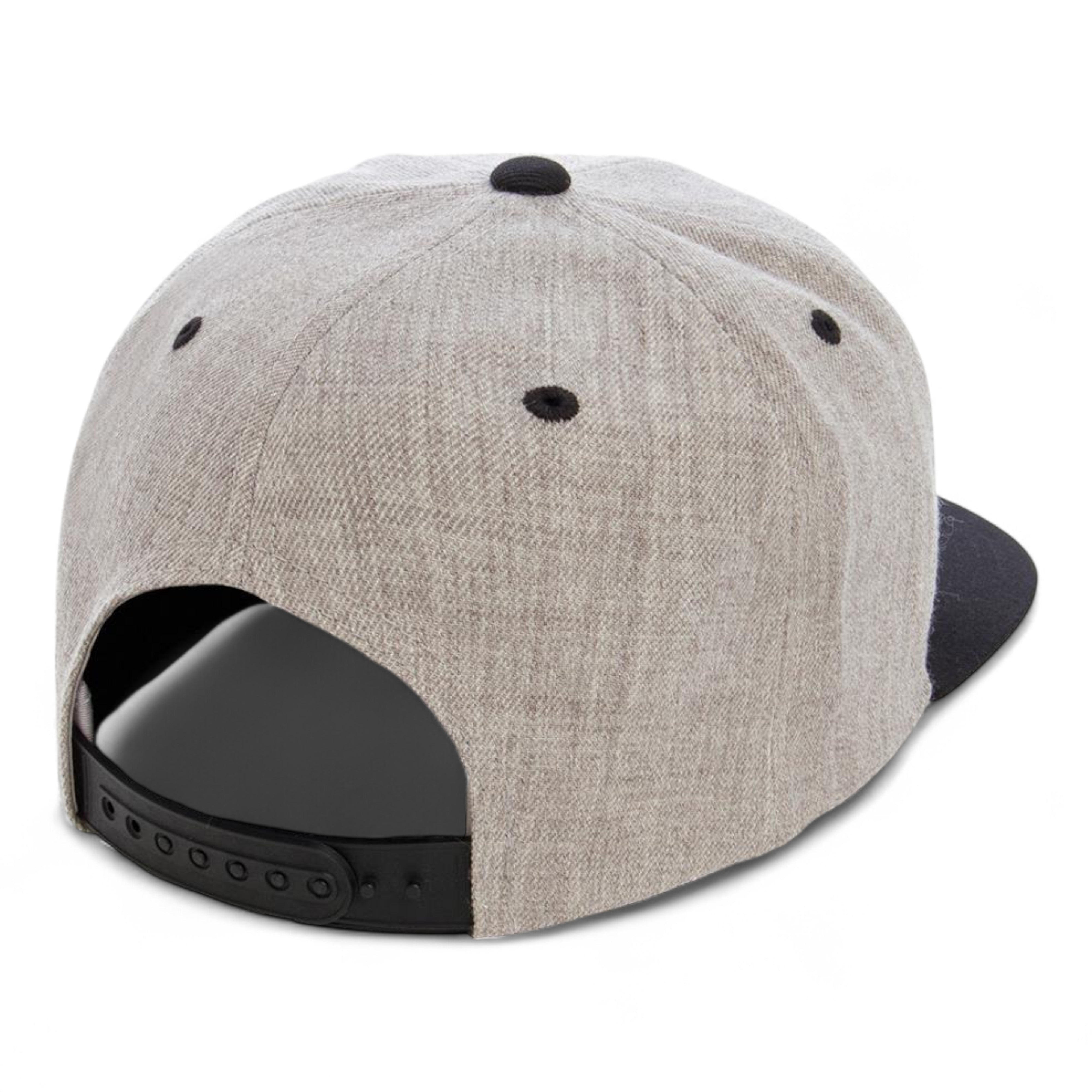 YP Classics/Yupoong 6089M Premium Flat Bill Snapback Cap - Heather/ Black