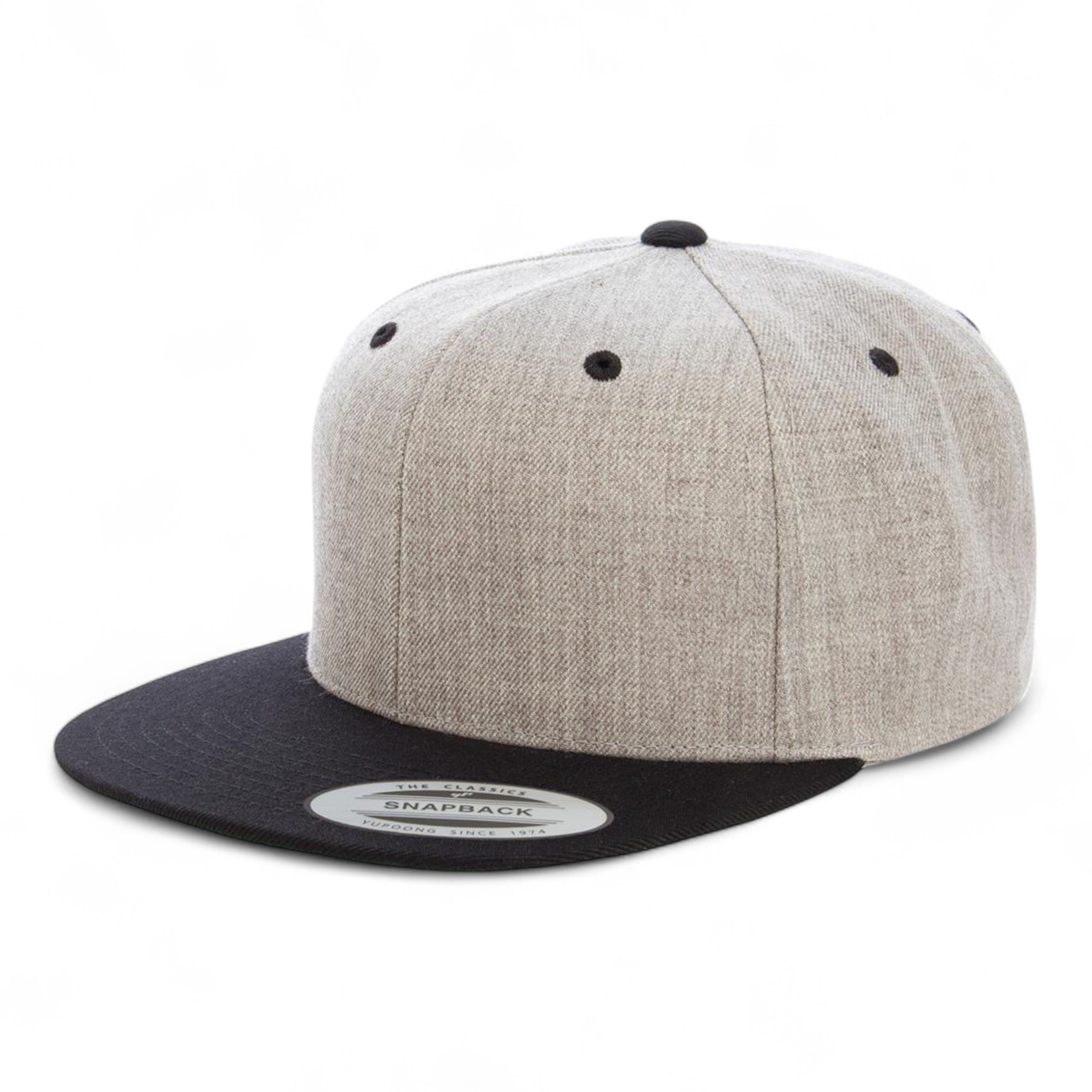 YP Classics/Yupoong 6089M Premium Flat Bill Snapback Cap - Heather/ Black