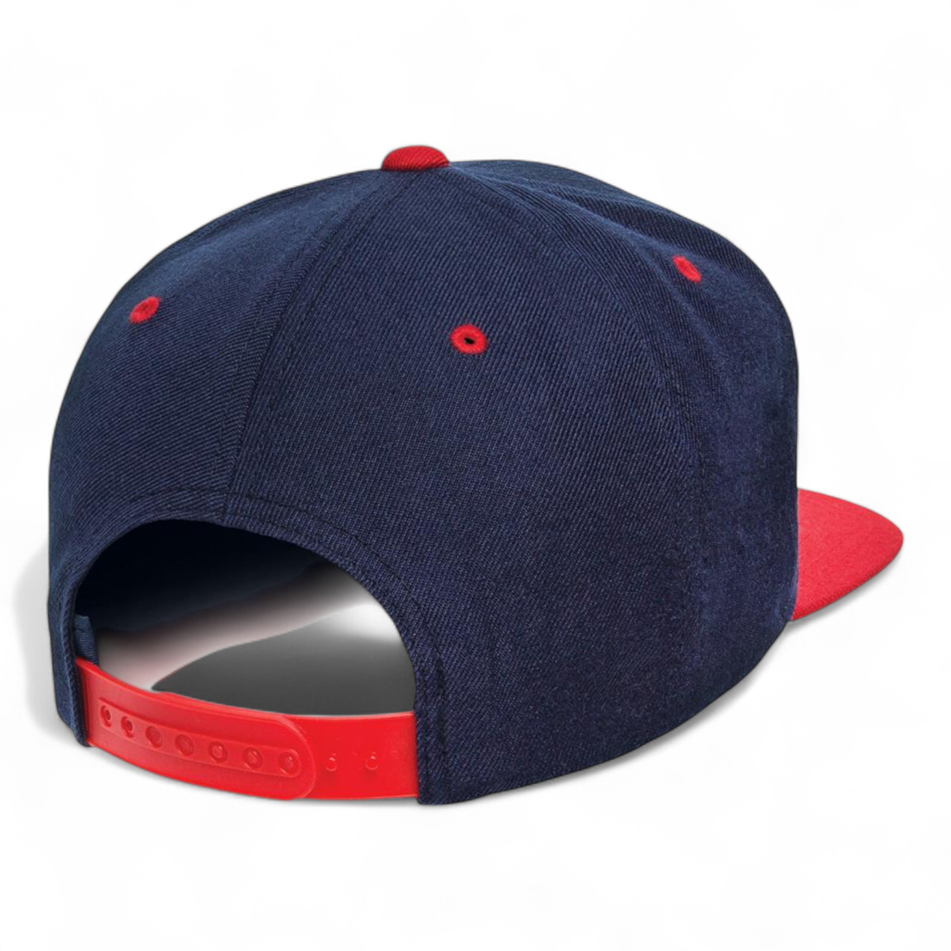 YP Classics/Yupoong 6089M Premium Flat Bill Snapback Cap - Navy/ Red