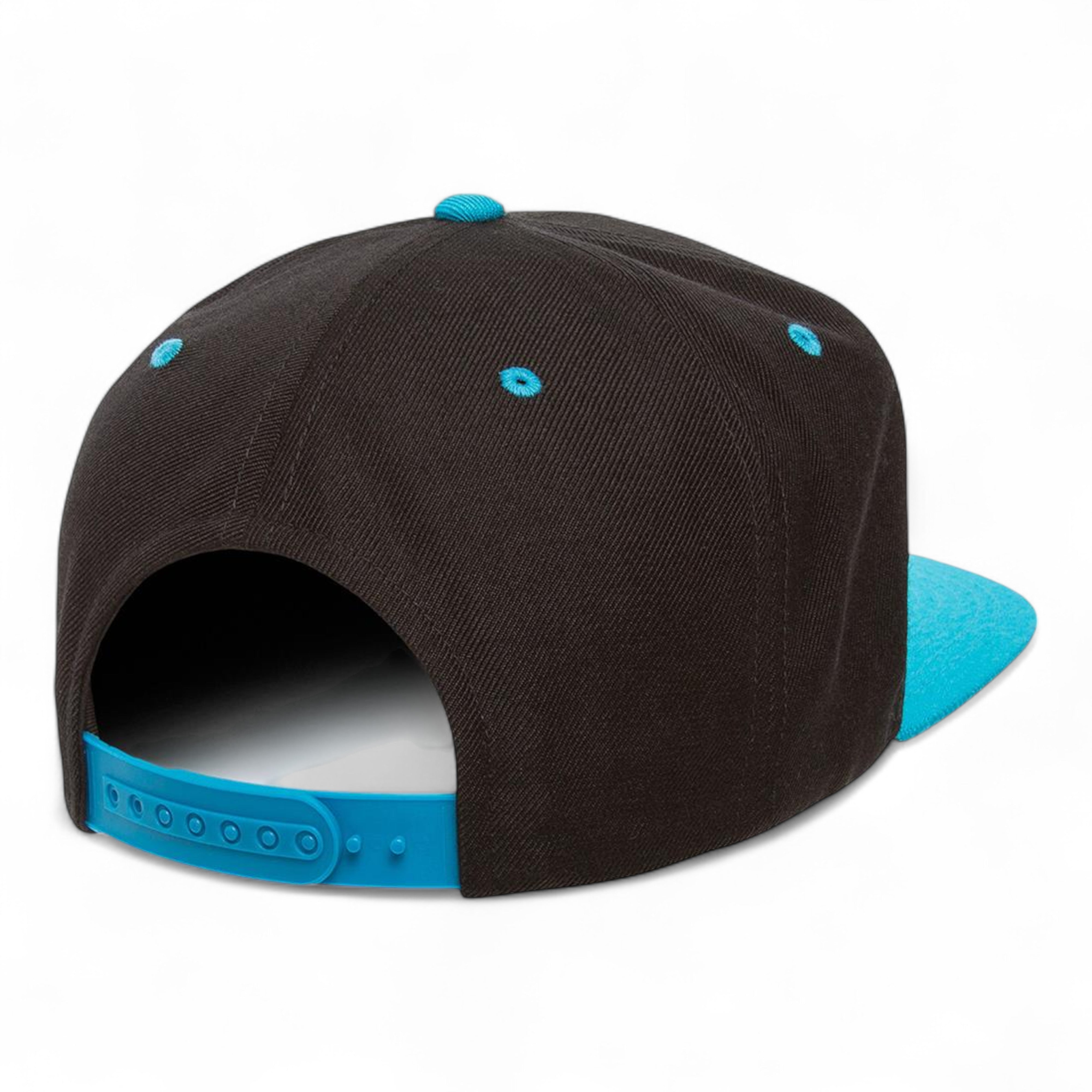 YP Classics/Yupoong 6089M Premium Flat Bill Snapback Cap - Black/ Teal