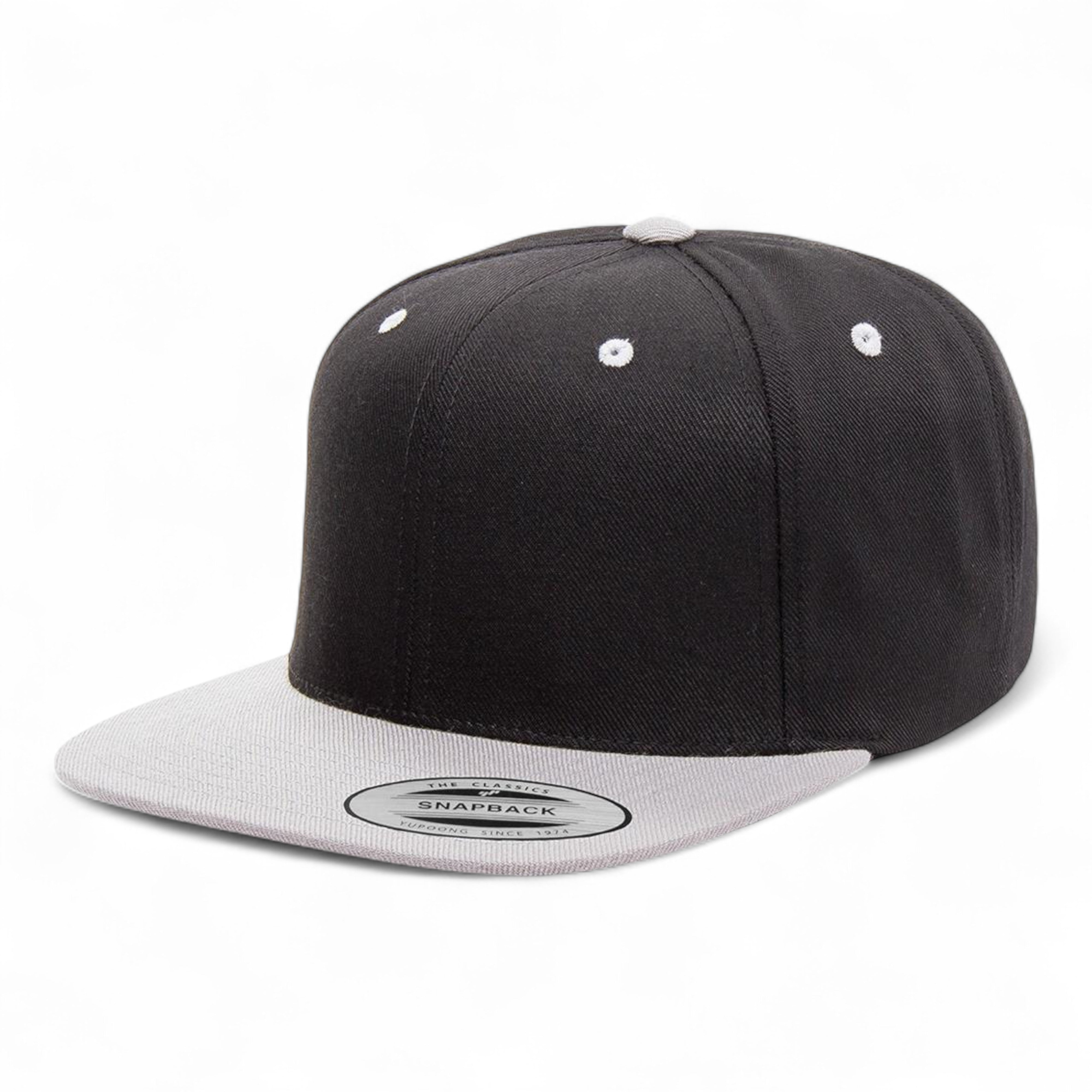 YP Classics/Yupoong 6089M Premium Flat Bill Snapback Cap - Black/ Silver