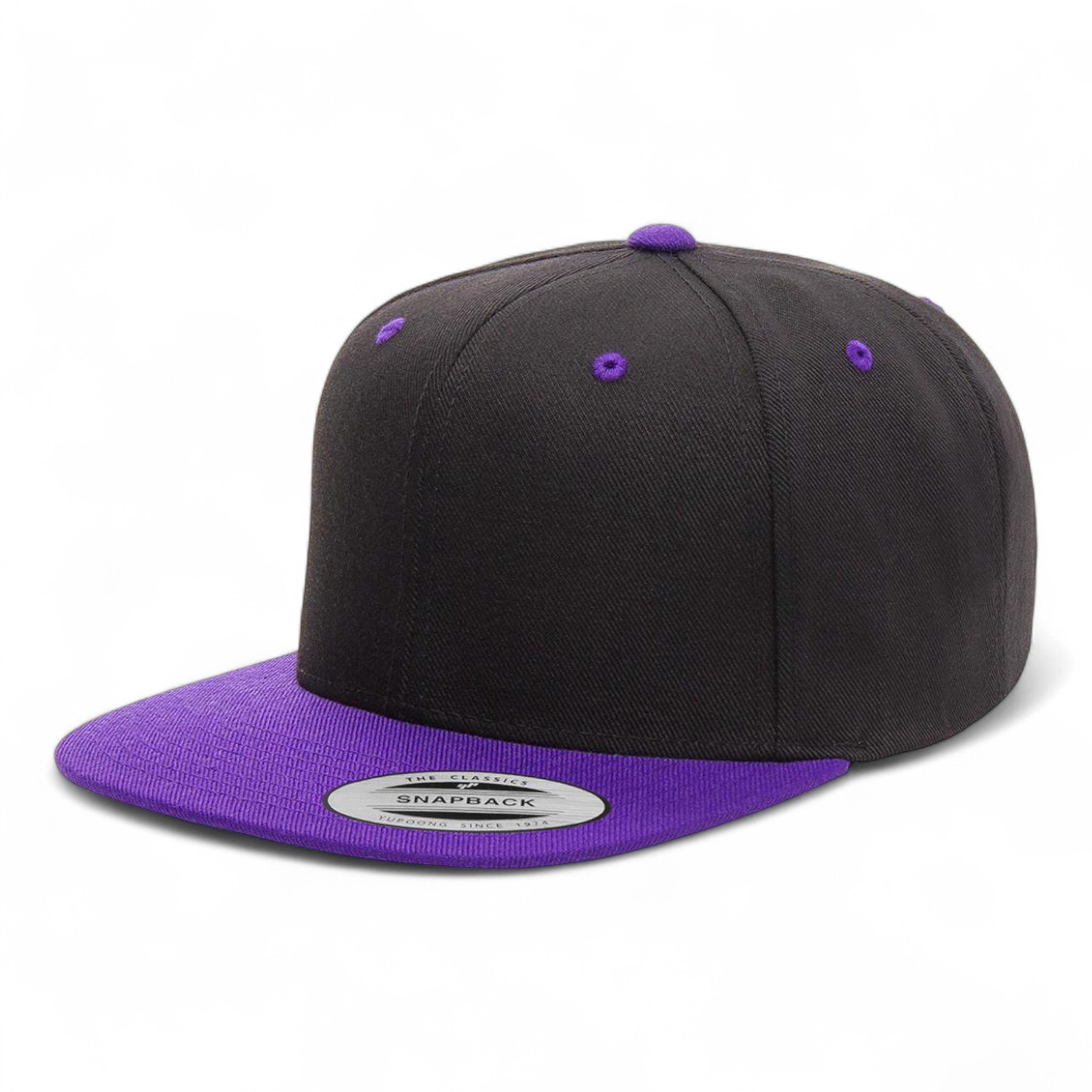 YP Classics/Yupoong 6089M Premium Flat Bill Snapback Cap - Black/ Purple