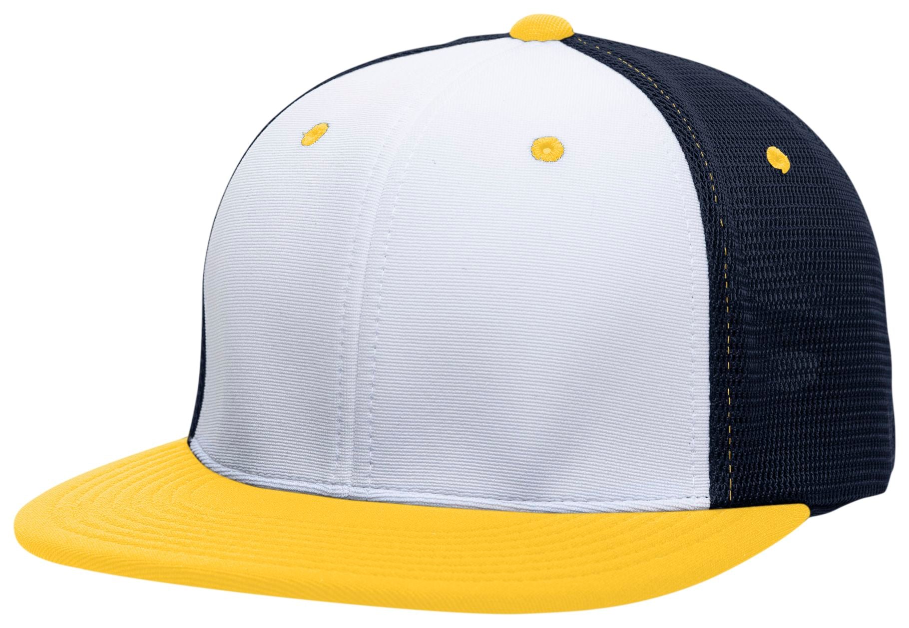 Premium M2 Performance Trucker Flexfit® Cap - XS - WHITE/NAVY/GOLD