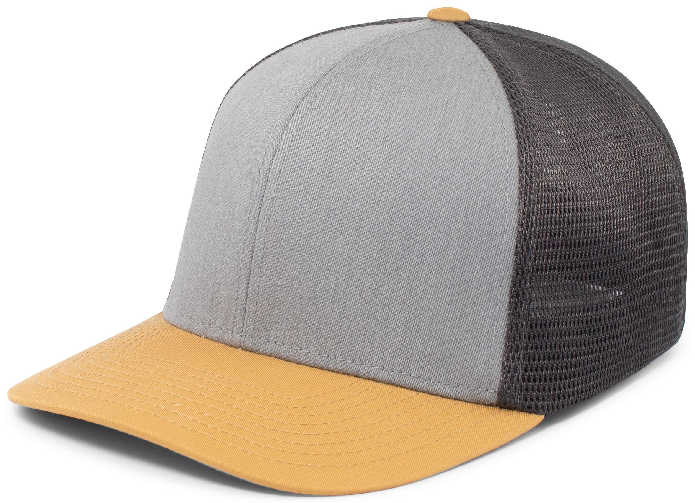 Fusion Trucker Cap - XS - HEATHER GREY/LT CHARCOAL/AMBER GOLD