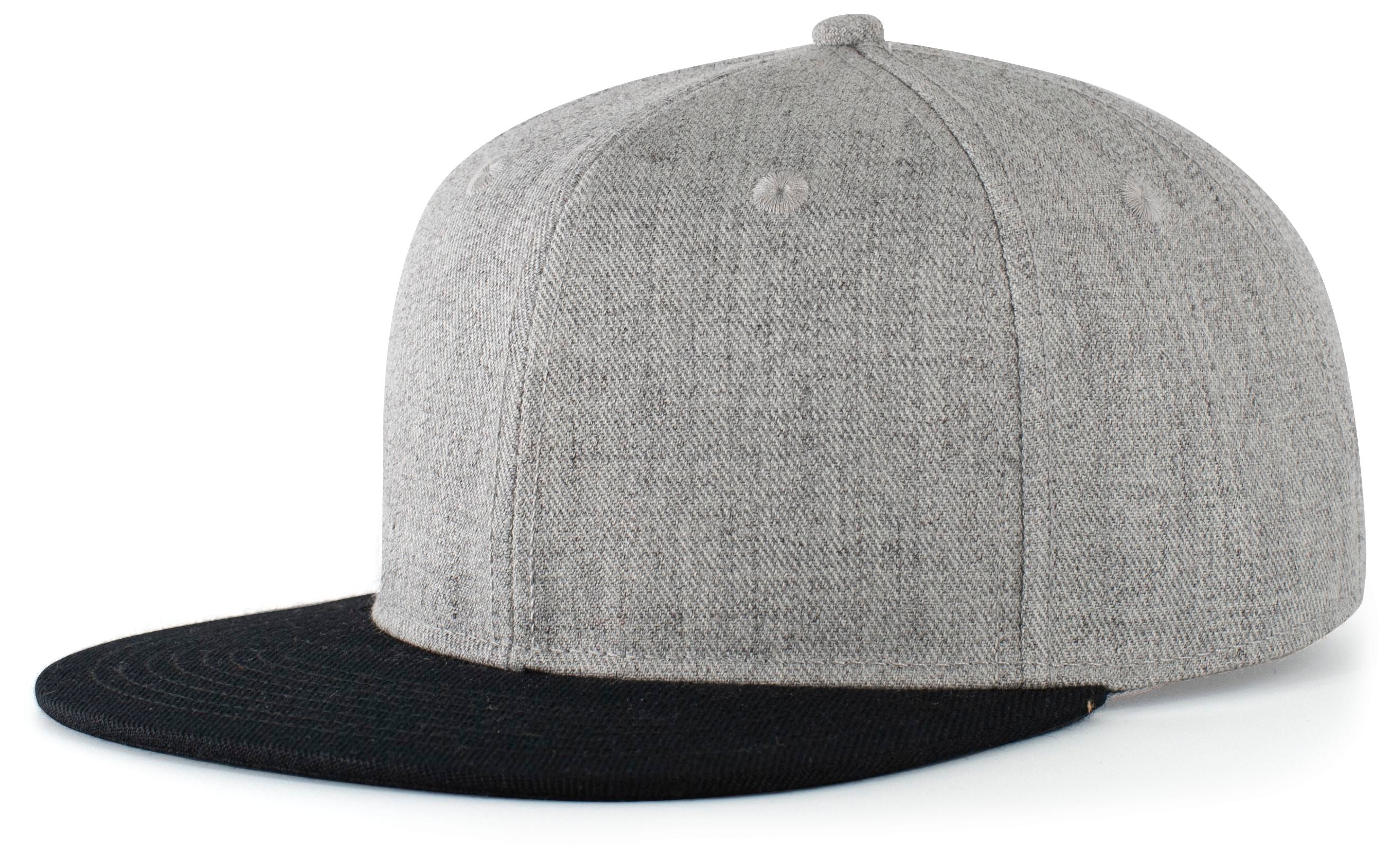 Wool Blend Heather Snapback Cap - OS - LIGHT HEATHER/BLACK