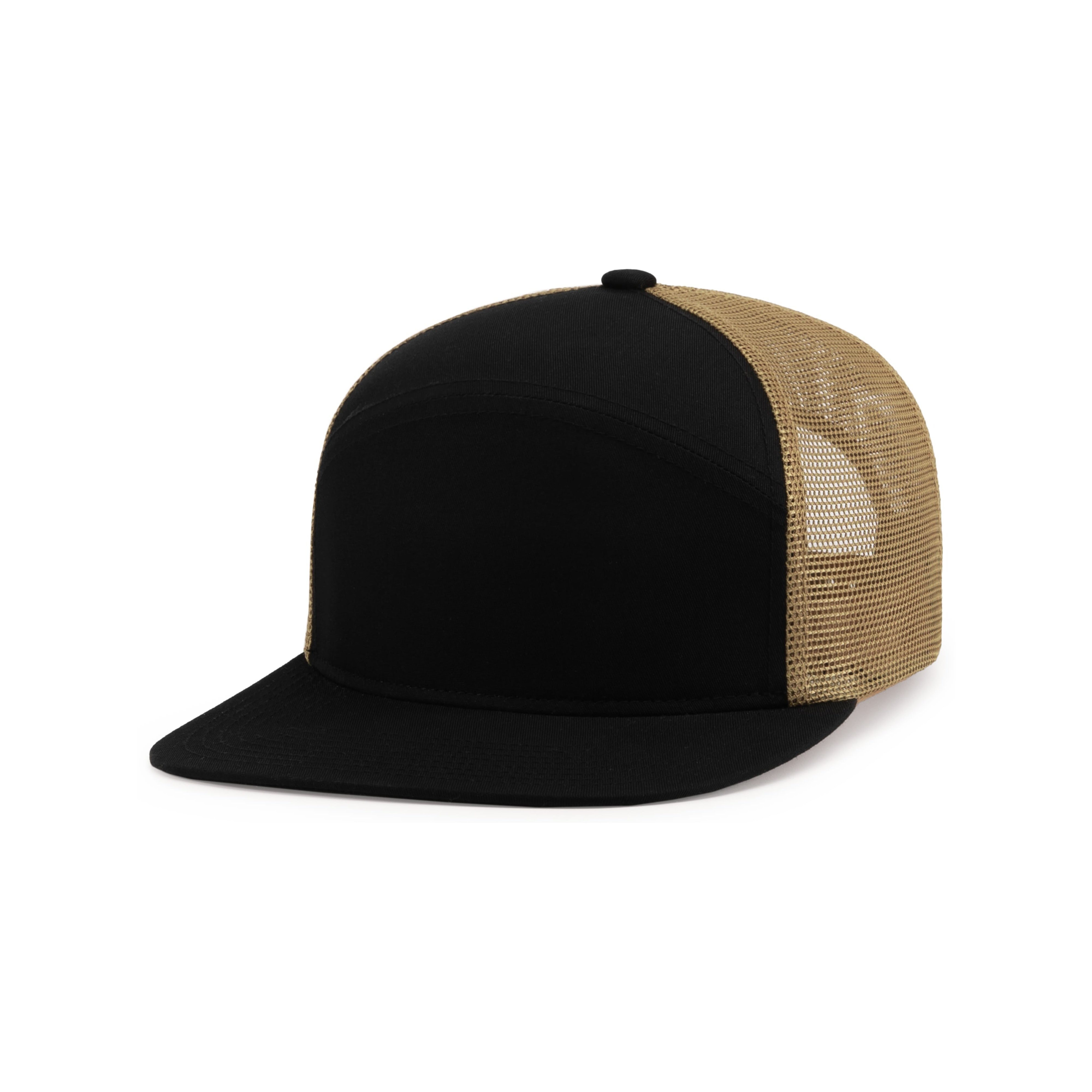 6-Panel Arch Trucker Snapback Cap - OS - BLACK/BUCK/BLACK