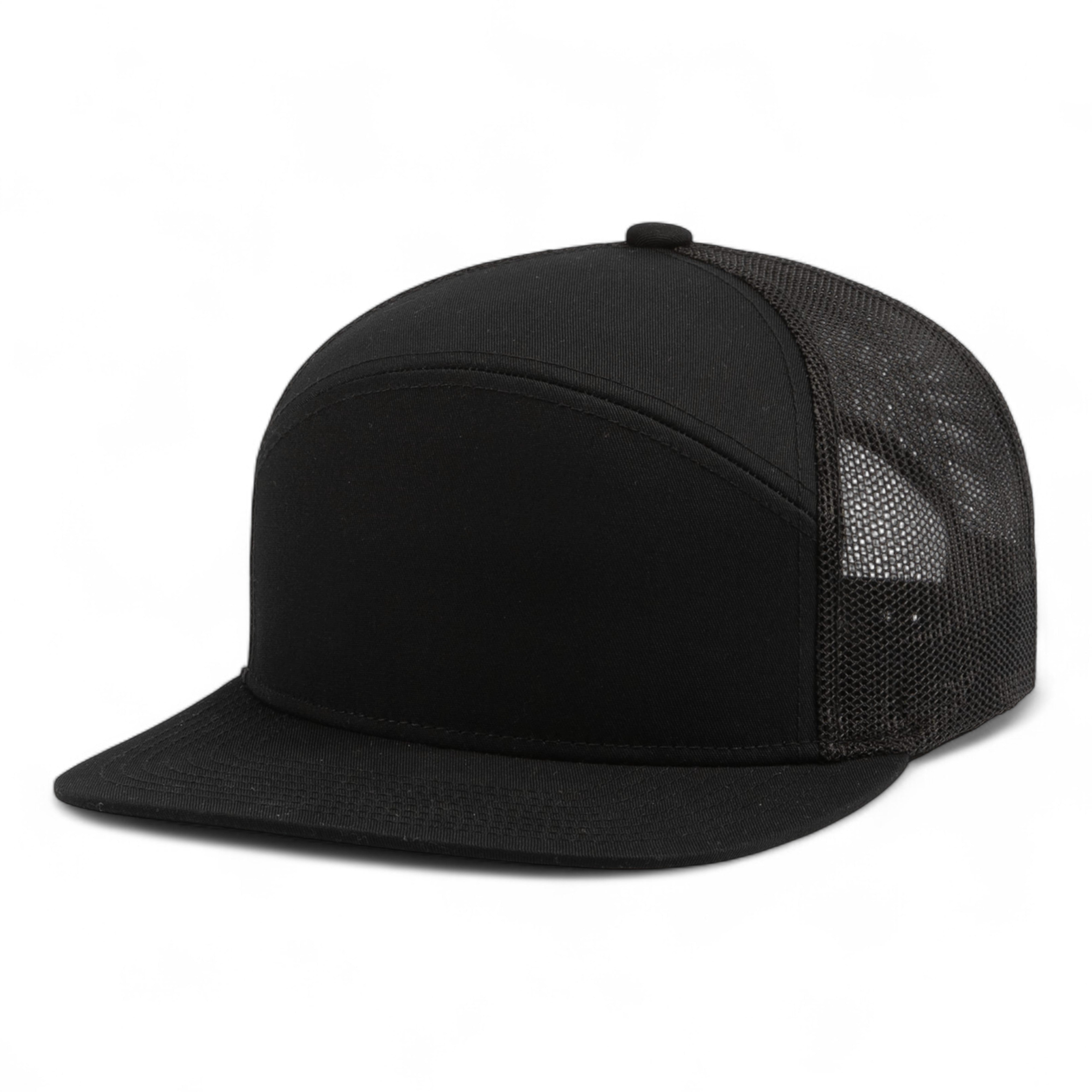 6-Panel Arch Trucker Snapback Cap - OS - BLACK