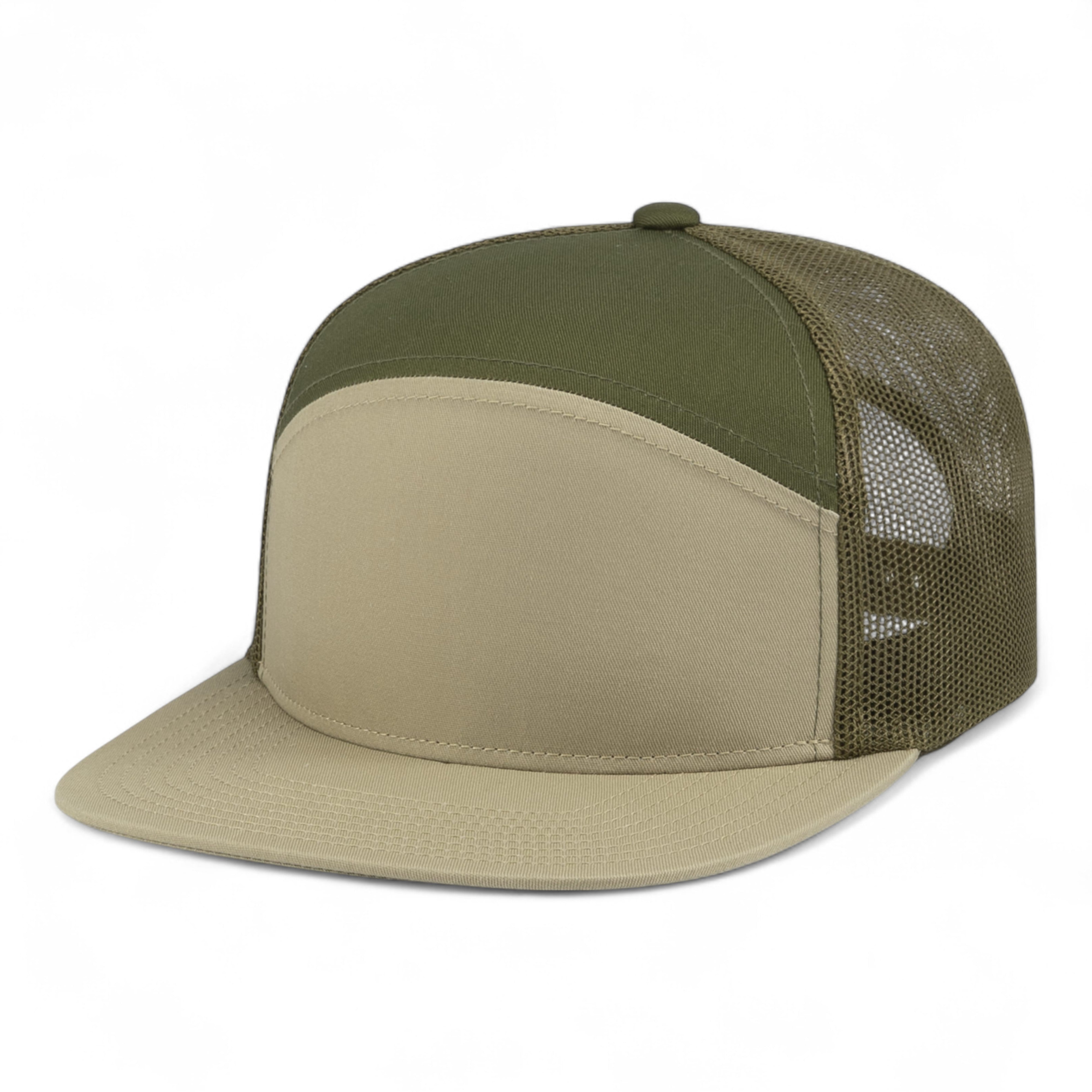 6-Panel Arch Trucker Snapback Cap - OS - KHAKI/MOSS/KHAKI