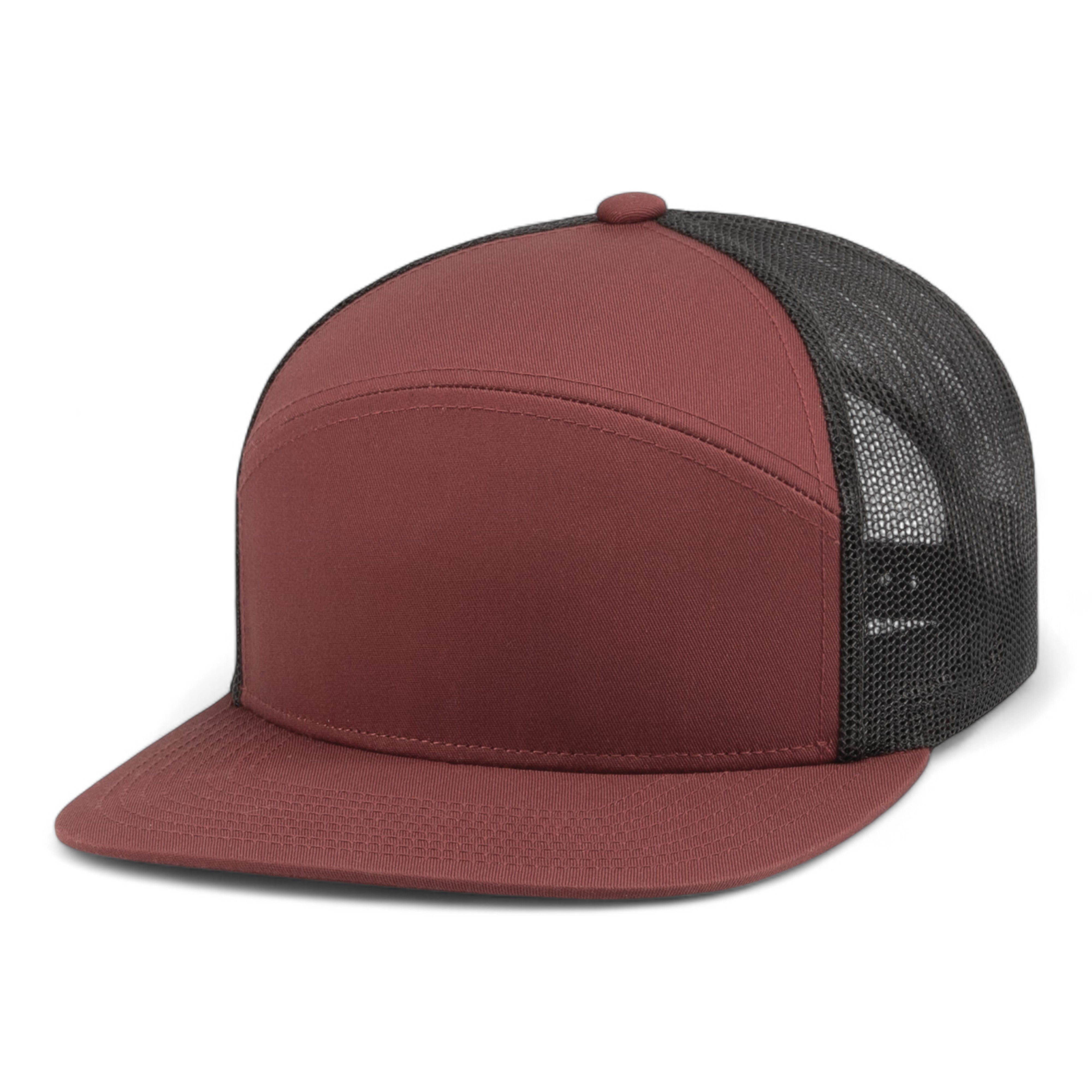 6-Panel Arch Trucker Snapback Cap - OS - BRICK/LT CHARCOAL/BRICK