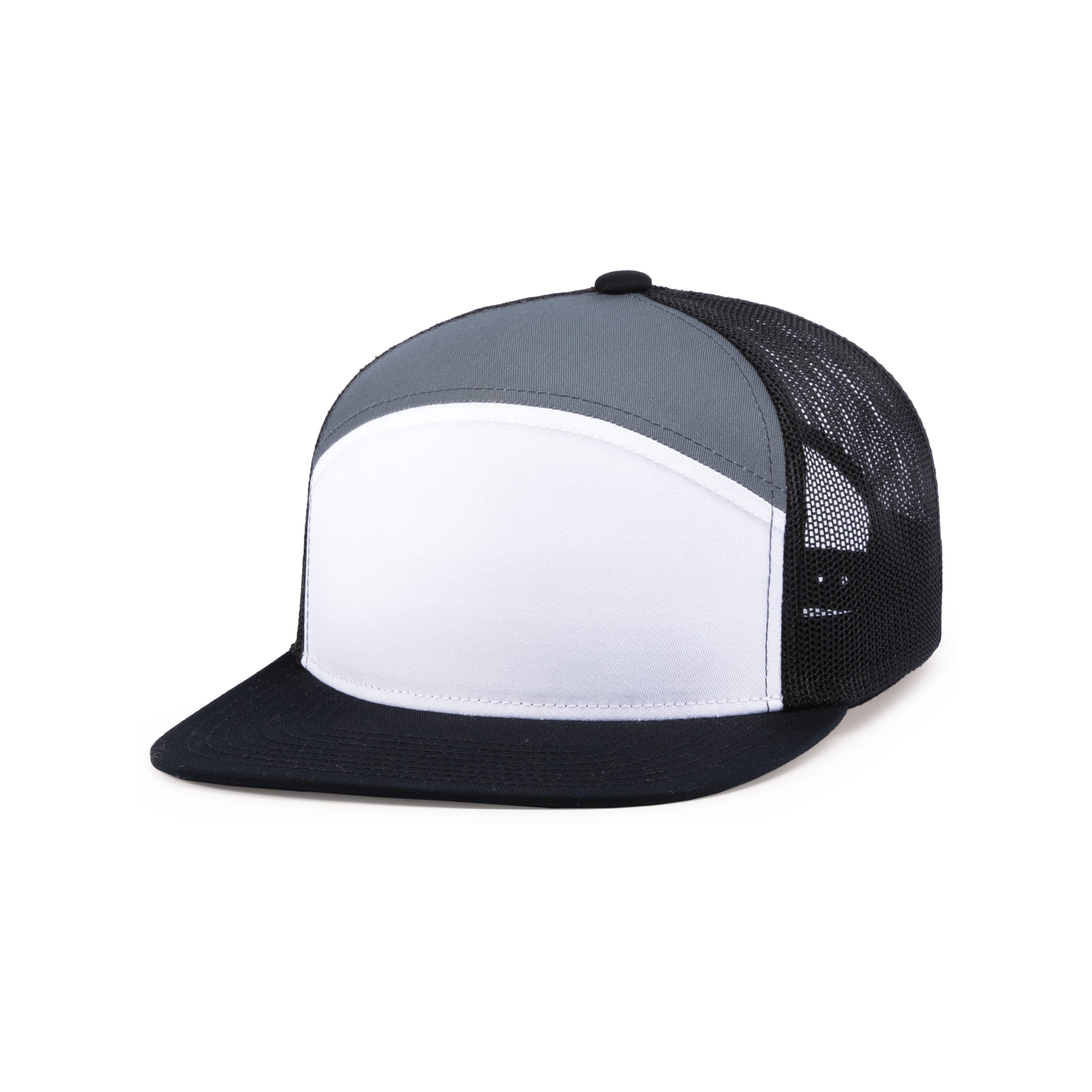 6-Panel Arch Trucker Snapback Cap - OS - WHITE/GRAPHITE/BLACK